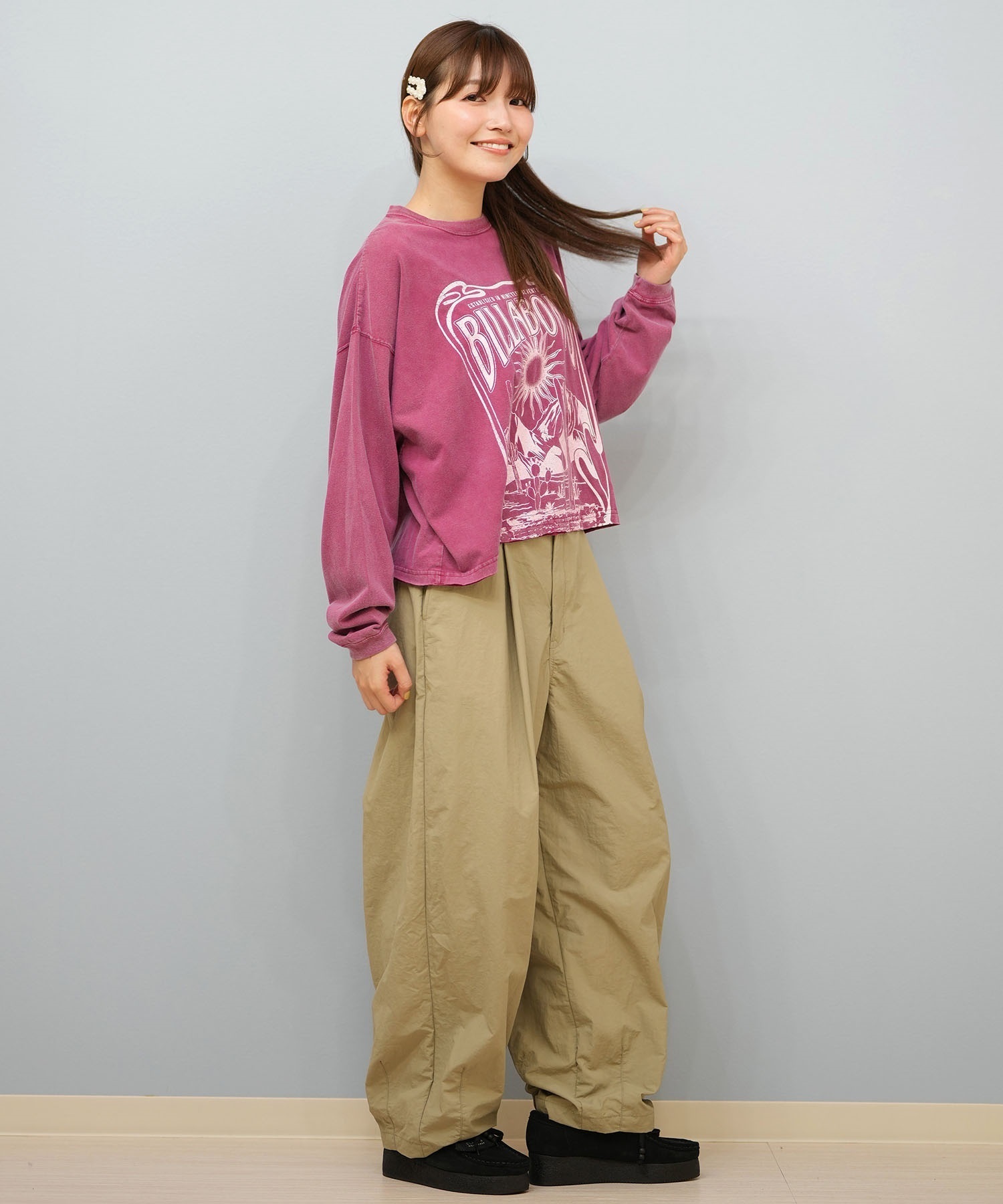 BILLABONG ビラボン 長袖 Tシャツ ロンT レディース DESERT WANDERING LS TEE BF014-054(BUR-M)