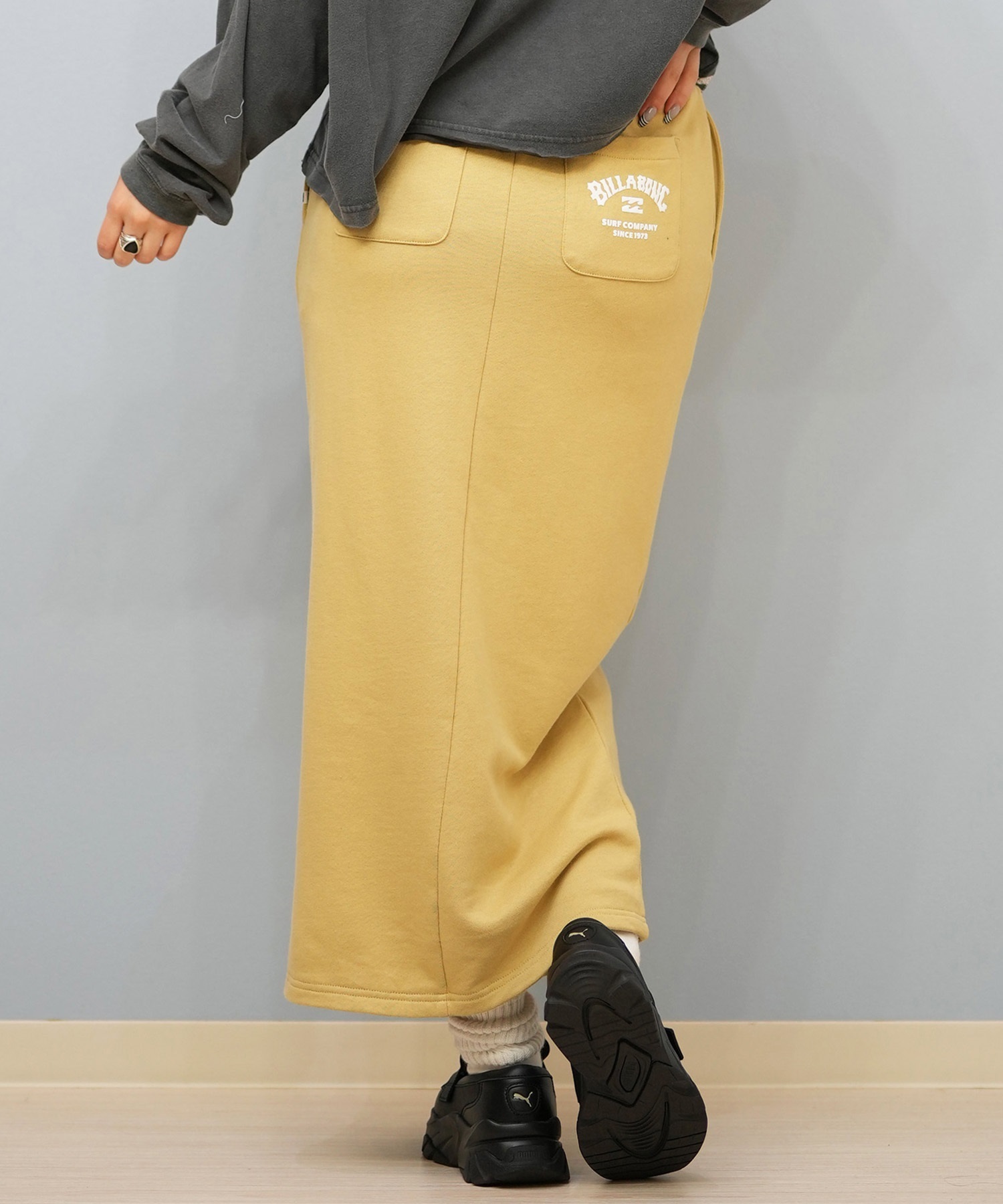 BILLABONG ビラボン スカート レディース ロングスカート スウェット  スリット BF014-U07 ムラサキスポーツ限定(BLK-M)