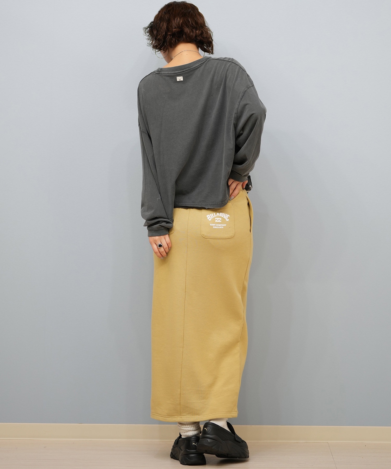 BILLABONG ビラボン スカート レディース ロングスカート スウェット  スリット BF014-U07 ムラサキスポーツ限定(BLK-M)