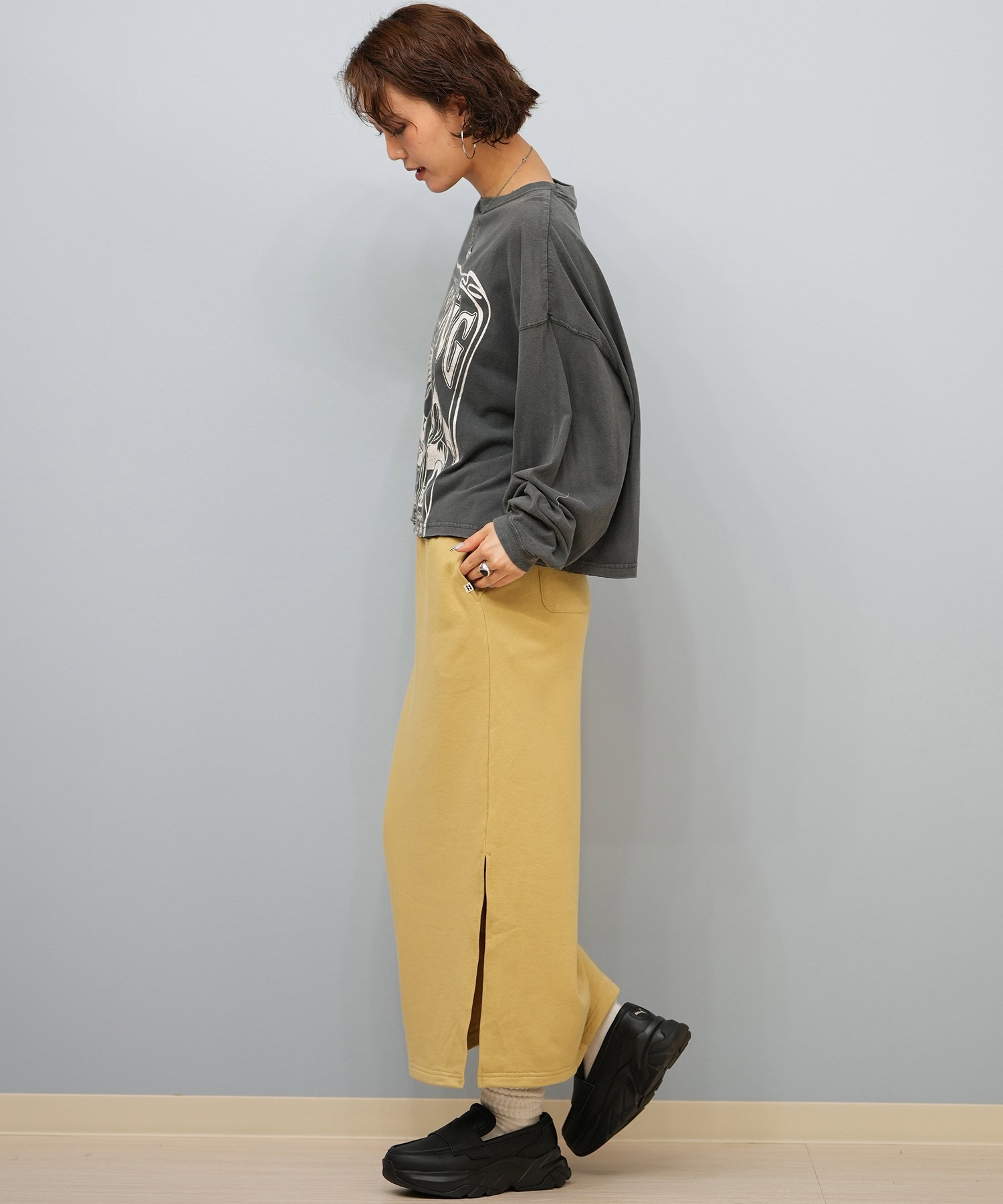 BILLABONG ビラボン スカート レディース ロングスカート スウェット  スリット BF014-U07 ムラサキスポーツ限定(BLK-M)