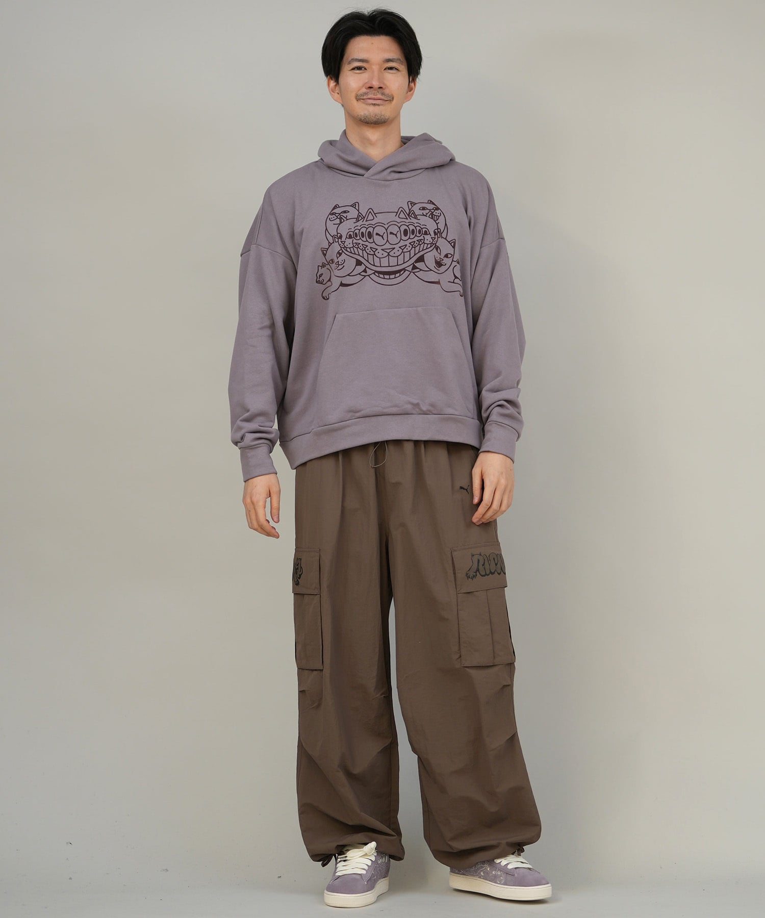 9月27日発売 PUMA プーマ × RIPNDIP リップンディップ コラボ メンズ ボクシー グラフィック フーディ プルオーバー パーカー 裏毛 632414(01-M)