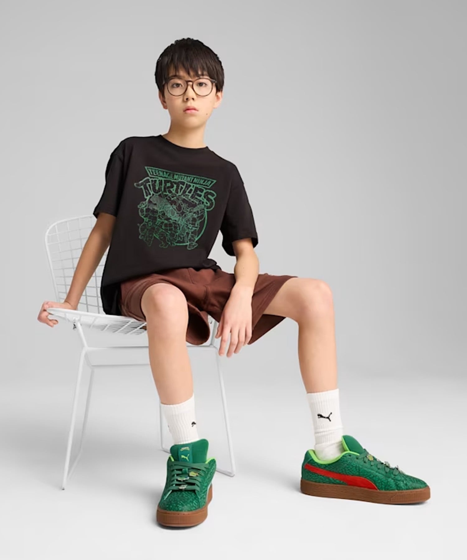 PUMA プーマ × TMNT ティーンエイジ・ミュータント・ニンジャ・タートルズ コラボ Tシャツ キッズ 半袖 630084(02-128cm)