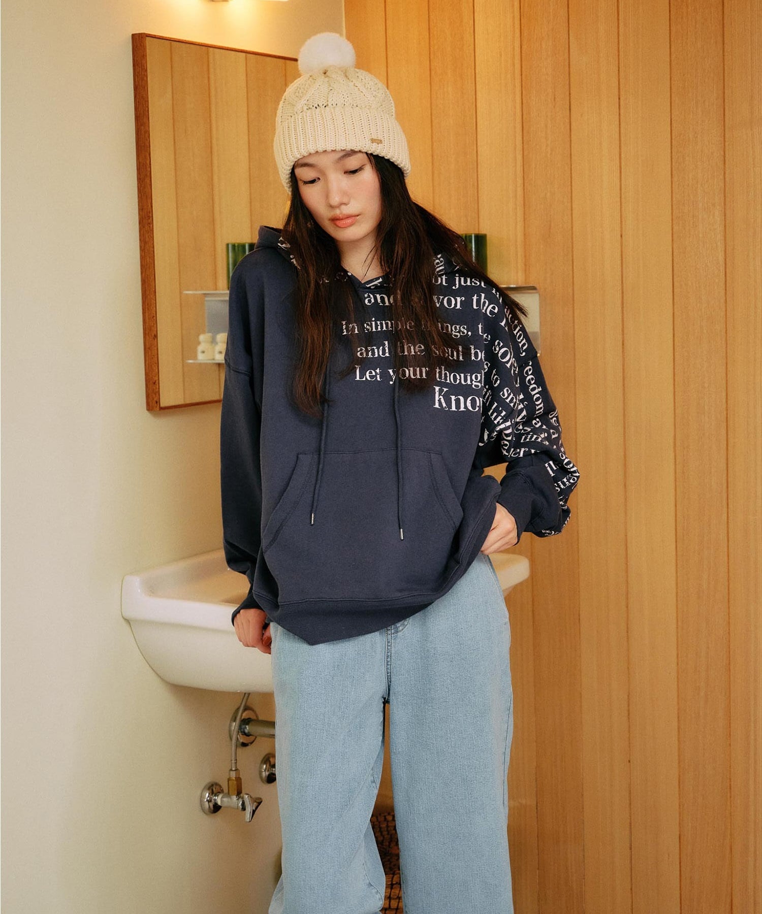 RIKKA FEMME リッカファム プルオーバー パーカー レディース スウェット フーディー ロゴ プリント 裏毛 RF25FW08(LBE-FREE)