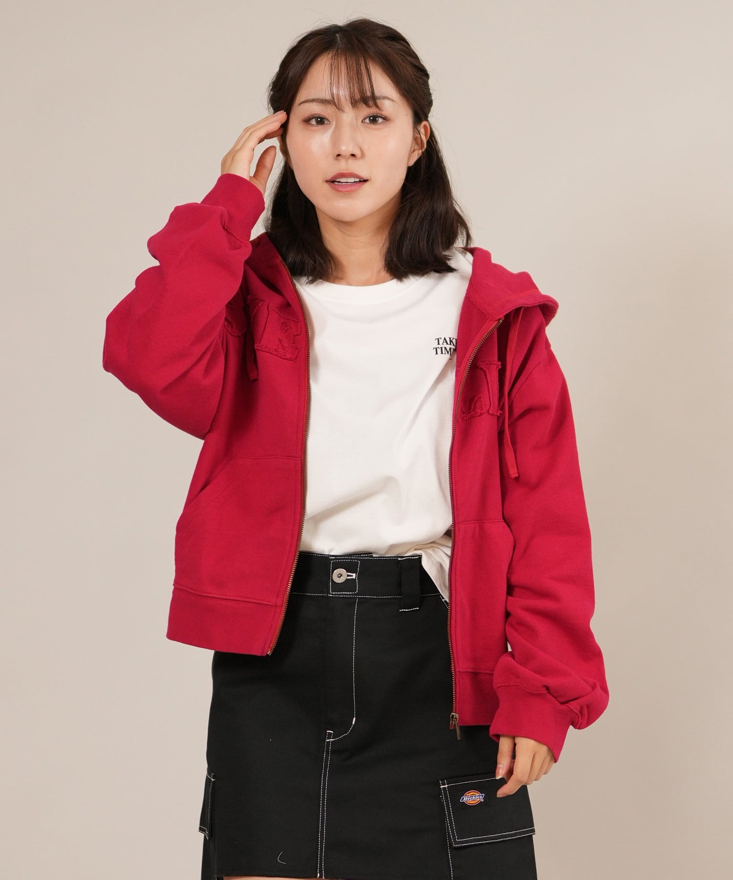 RIKKA FEMME リッカファム ジップアップ パーカー レディース スウェット フーディー ロゴ ワッペン 裏毛 セットアップ対応 RF25FW09(CGY-FREE)