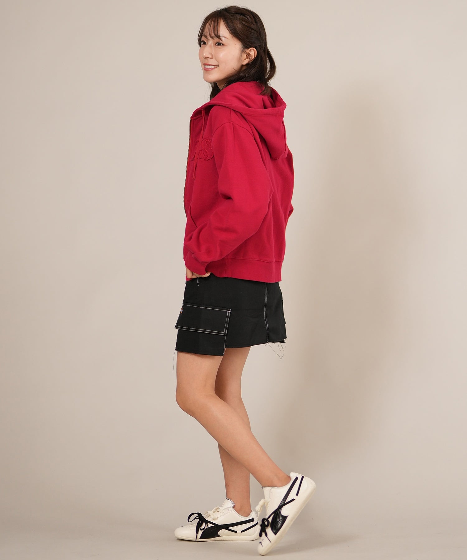 RIKKA FEMME リッカファム ジップアップ パーカー レディース スウェット フーディー ロゴ ワッペン 裏毛 セットアップ対応 RF25FW09(CGY-FREE)