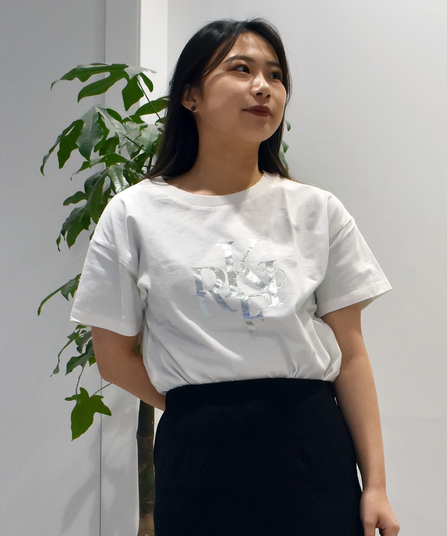 RIKKA FEMME リッカファム 半袖 Tシャツ レディース 箔プリント RF25SS09(WT/GD-FREE)