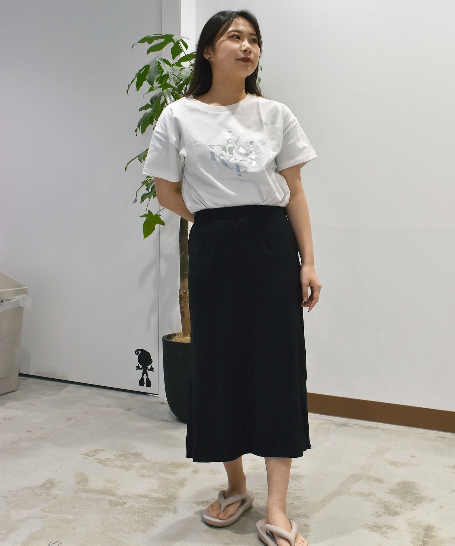 RIKKA FEMME リッカファム 半袖 Tシャツ レディース 箔プリント RF25SS09(WT/GD-FREE)