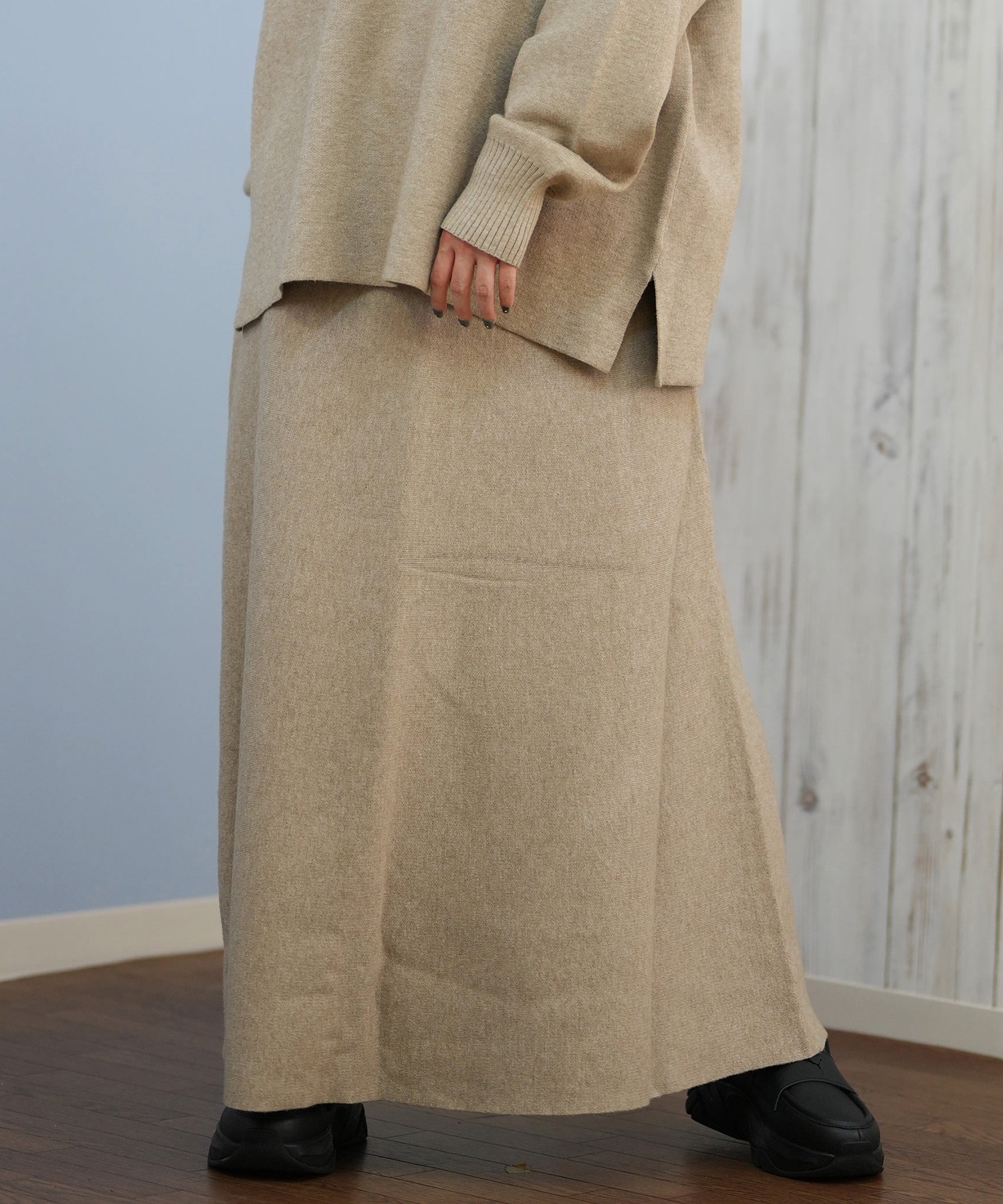 RIKKA FEMME リッカファム ロングスカート レディース リブニットスカート セットアップ対応 RF25FW15(GRY-FREE)