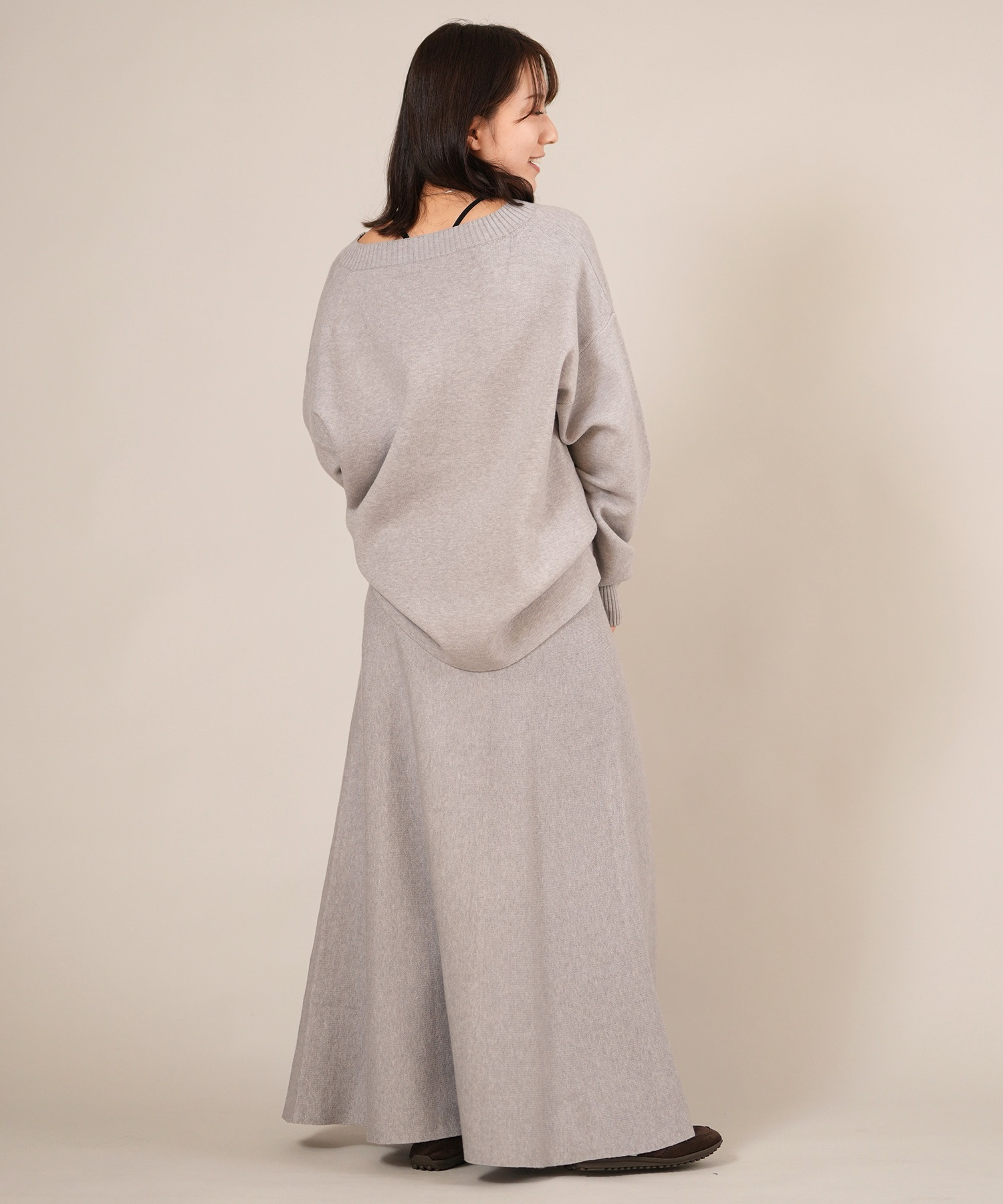 RIKKA FEMME リッカファム ロングスカート レディース リブニットスカート セットアップ対応 RF25FW15(GRY-FREE)
