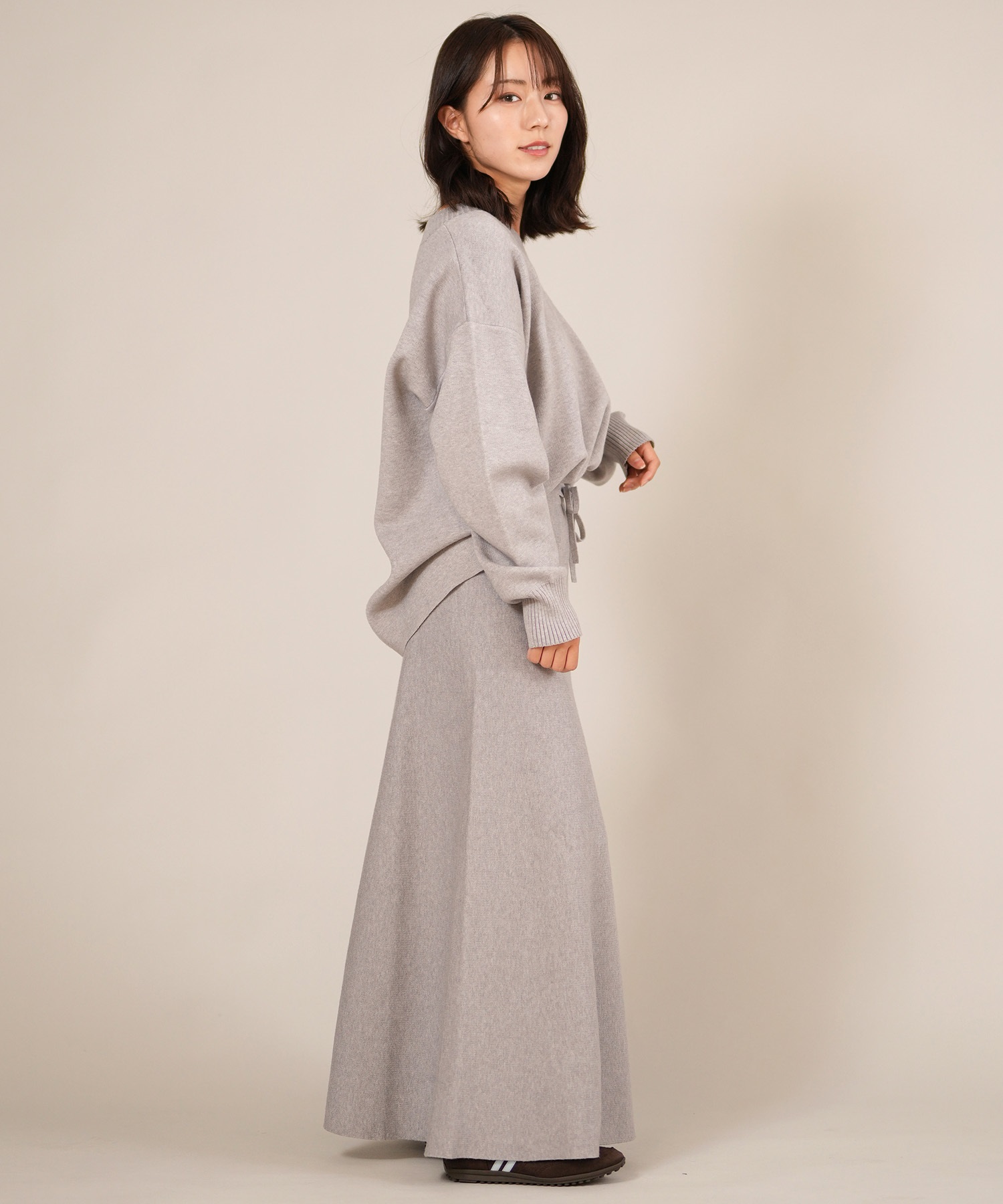 RIKKA FEMME リッカファム ロングスカート レディース リブニットスカート セットアップ対応 RF25FW15(GRY-FREE)