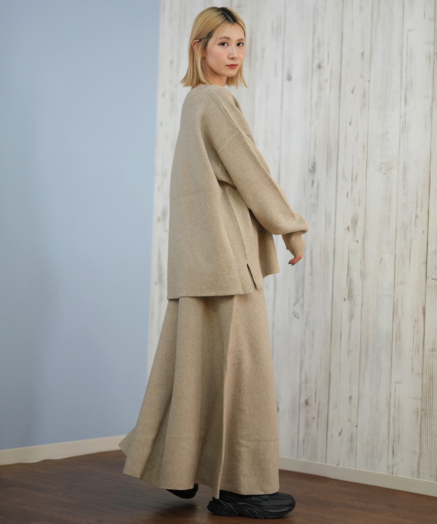 RIKKA FEMME リッカファム ロングスカート レディース リブニットスカート セットアップ対応 RF25FW15(GRY-FREE)