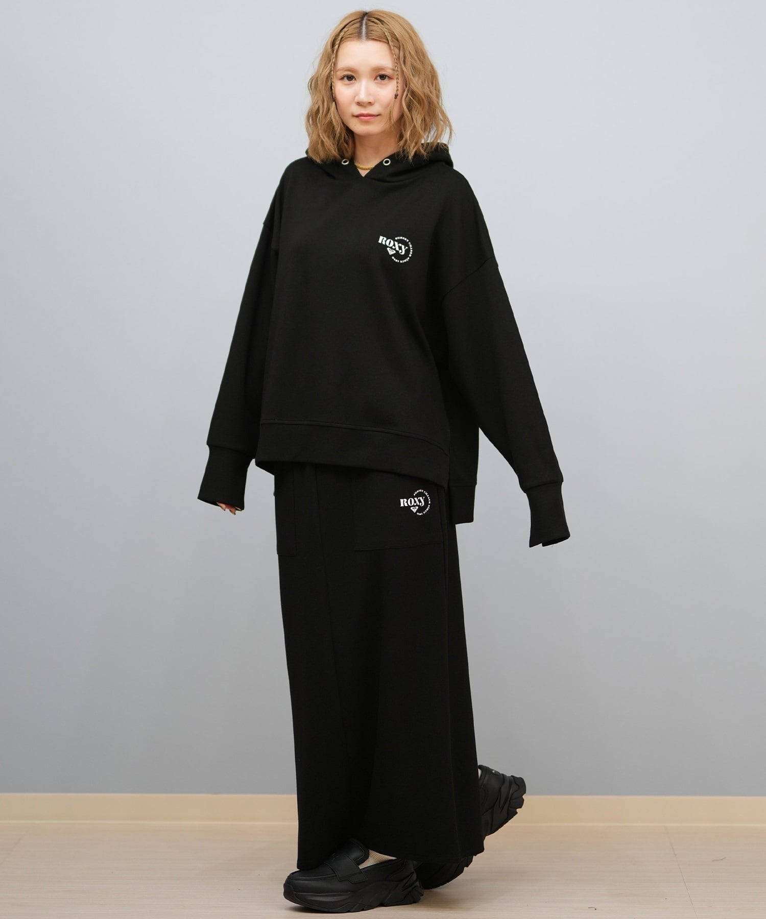 ROXY ロキシー プルオーバー パーカー レディース フーディー ロゴ ワンポイント オーバーサイズ セットアップ対応 RPO254610M(BLK-M)