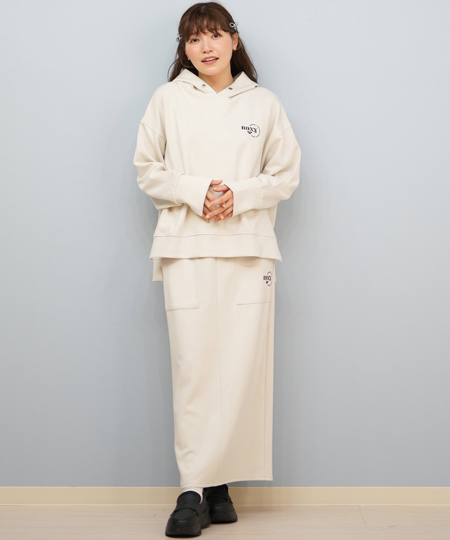 ROXY ロキシー プルオーバー パーカー レディース フーディー ロゴ ワンポイント オーバーサイズ セットアップ対応 RPO254610M(BLK-M)