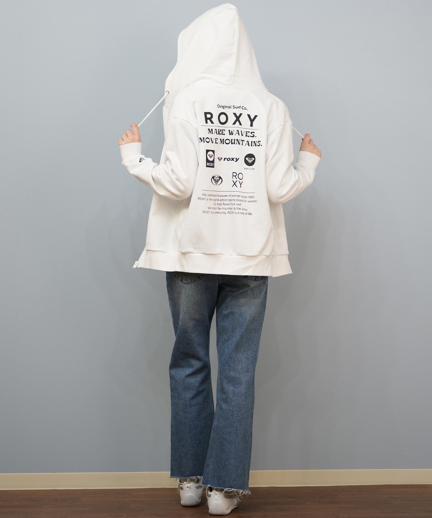 ROXY ロキシー ジップアップ パーカー レディース バックプリント ロゴ HISTORICAL LOGO ZIP HOODIE RZP254027(BLK-M)