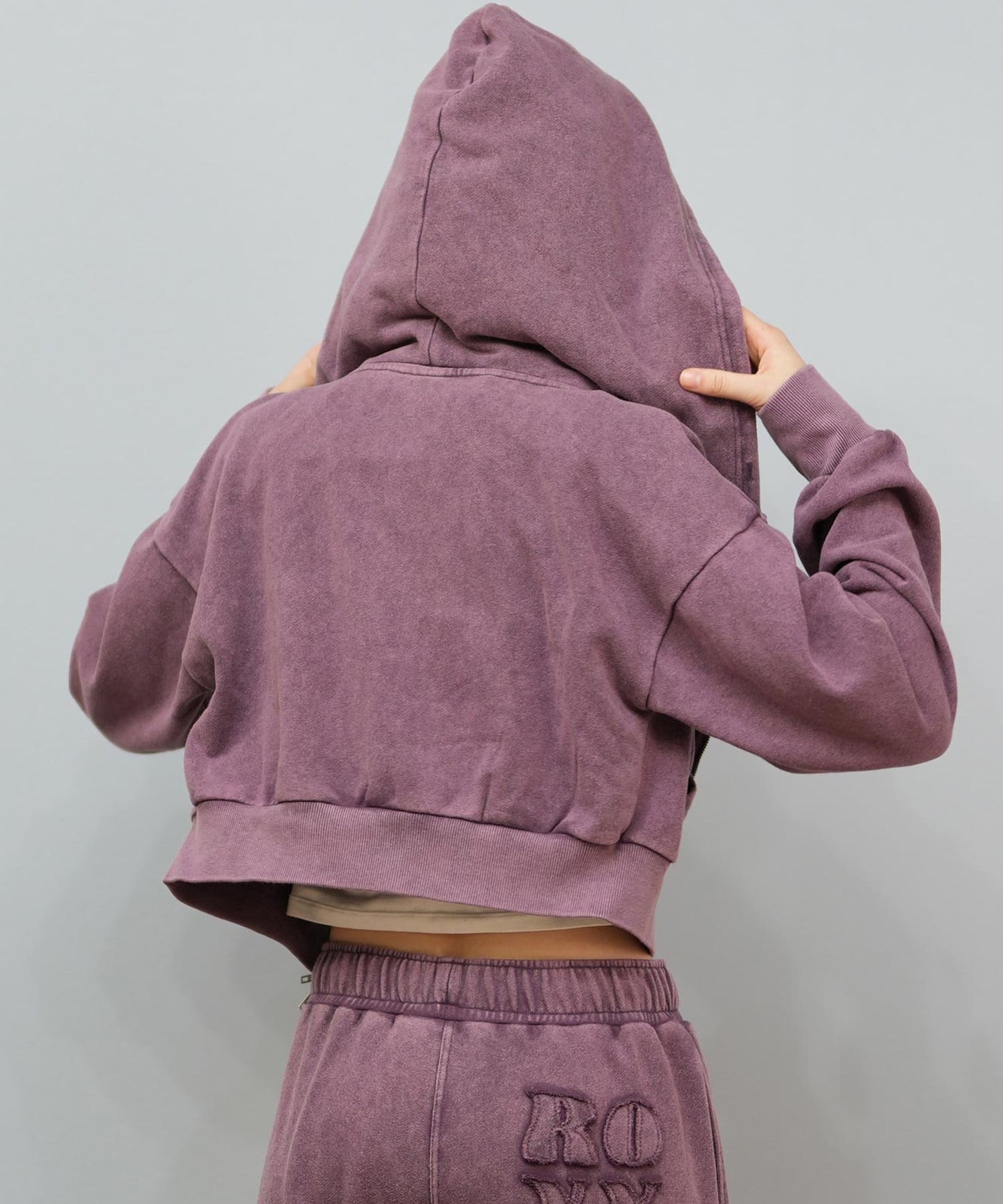 ROXY ロキシー ジップアップ パーカー レディース ウォッシュ加工 クロップド丈 ショート丈 セットアップ対応 YOLO ZIP RZP254034(BBK-S)