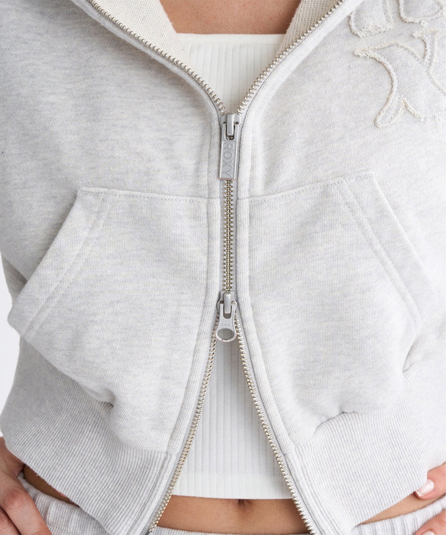 ROXY ロキシー ジップアップ パーカー レディース ウォッシュ加工 クロップド丈 ショート丈 セットアップ対応 YOLO ZIP RZP254034(BBK-S)