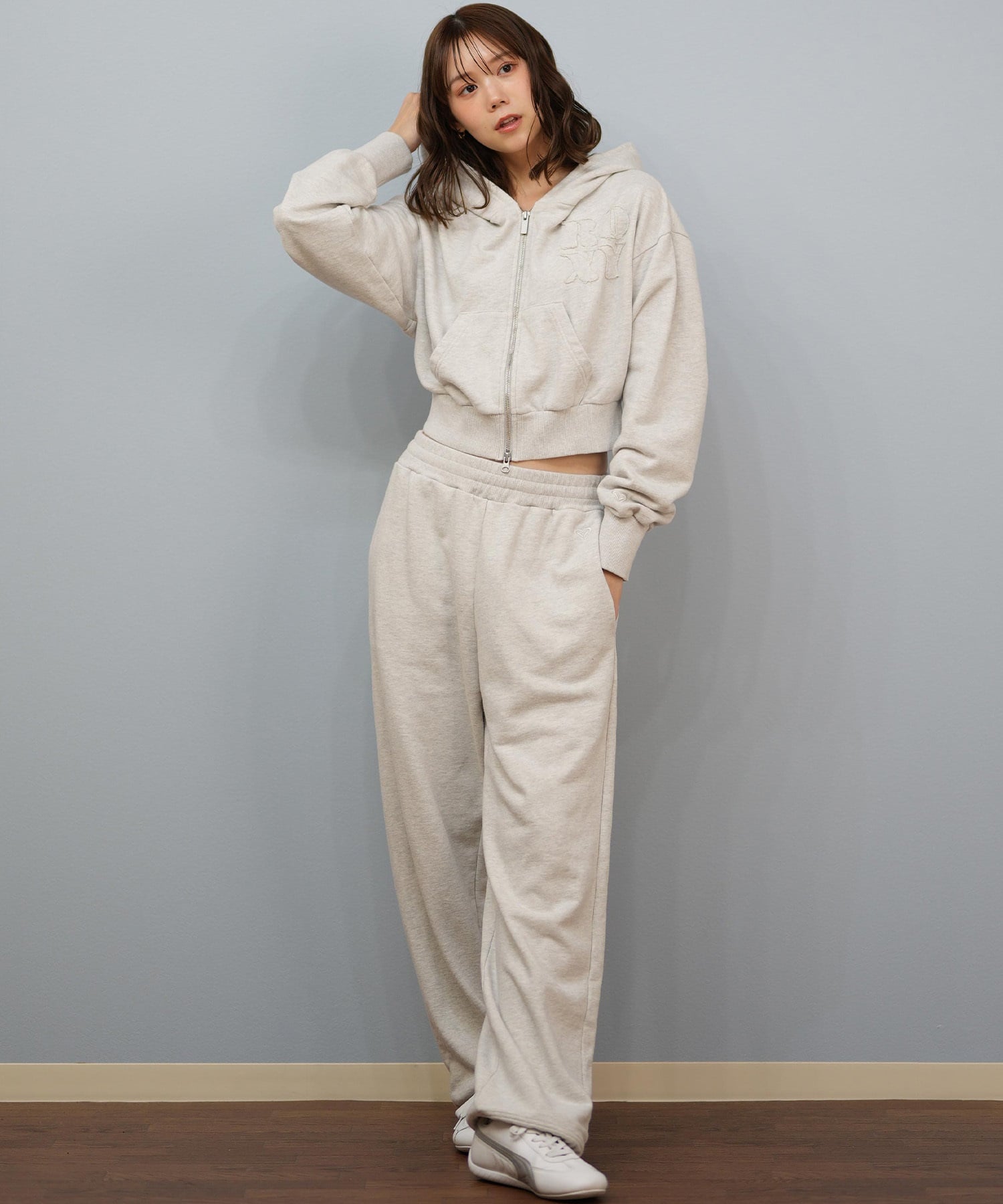 ROXY ロキシー ジップアップ パーカー レディース ウォッシュ加工 クロップド丈 ショート丈 セットアップ対応 YOLO ZIP RZP254034(BBK-S)