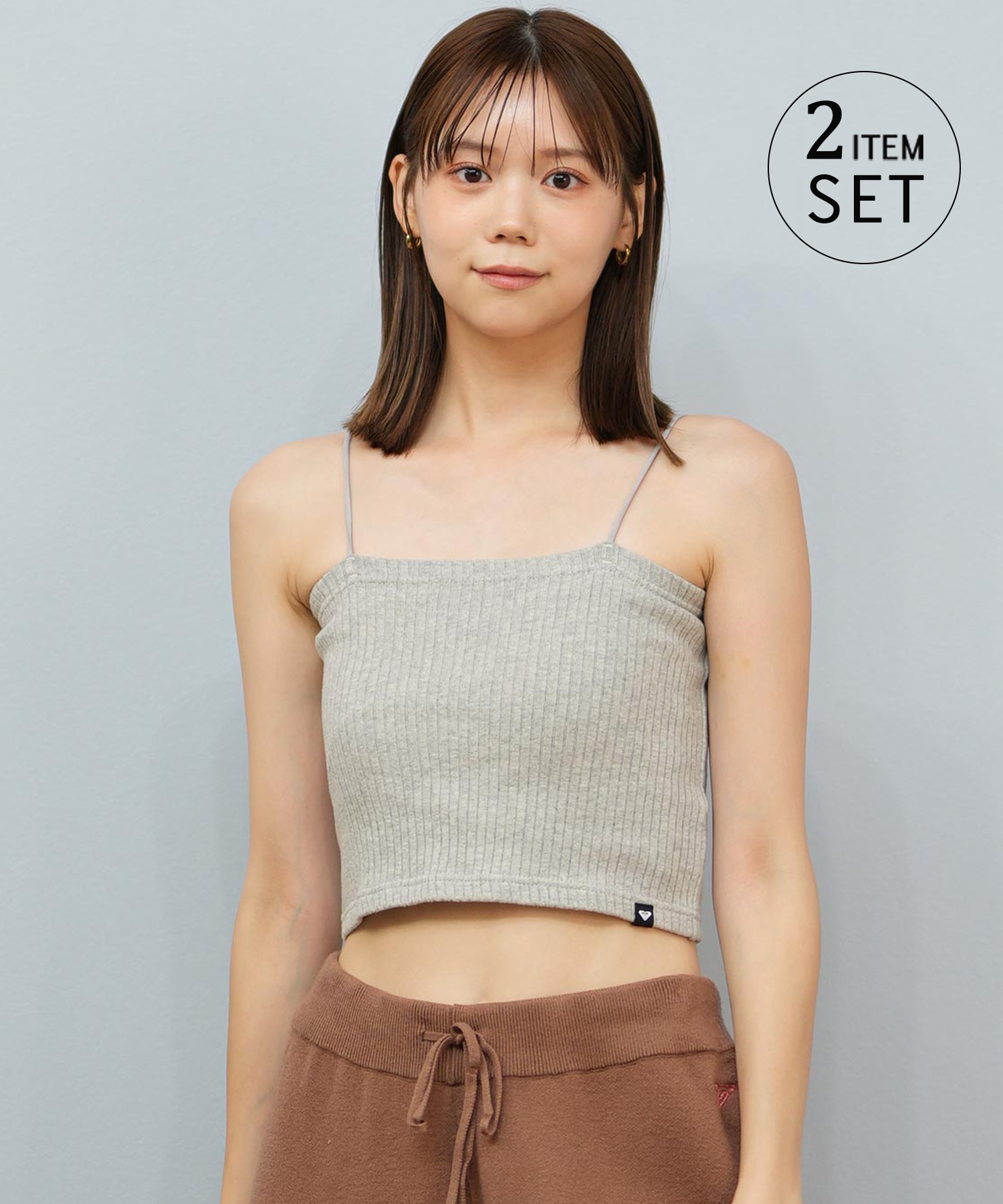 ROXY ロキシー ニット セーター カーディガン レディース クロップド丈 ショート丈 2点セット RDK254010(BLK-M)