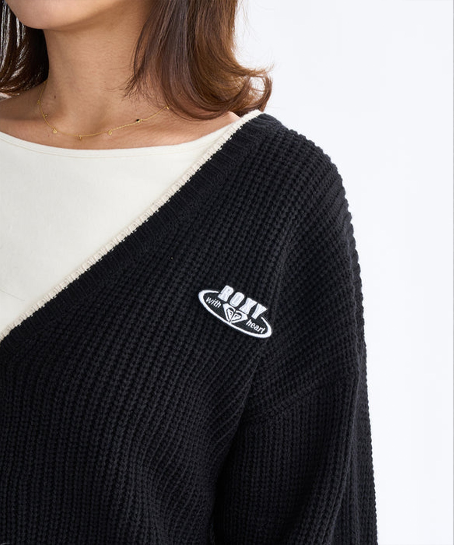 ROXY ロキシー ニット セーター カーディガン レディース クロップド丈 ショート丈 シンプル RSR254006(BLK-M)