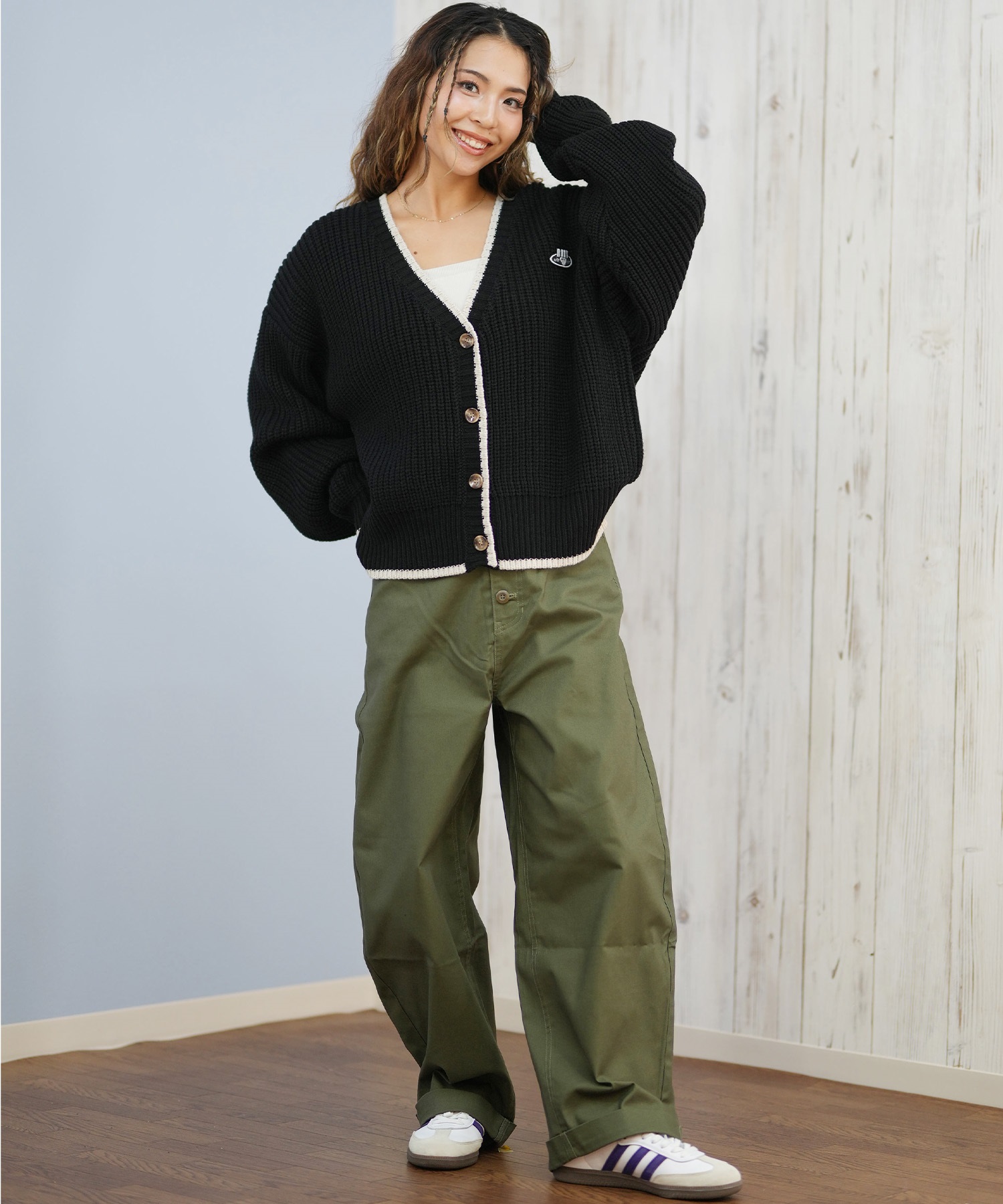 ROXY ロキシー ニット セーター カーディガン レディース クロップド丈 ショート丈 シンプル RSR254006(BLK-M)