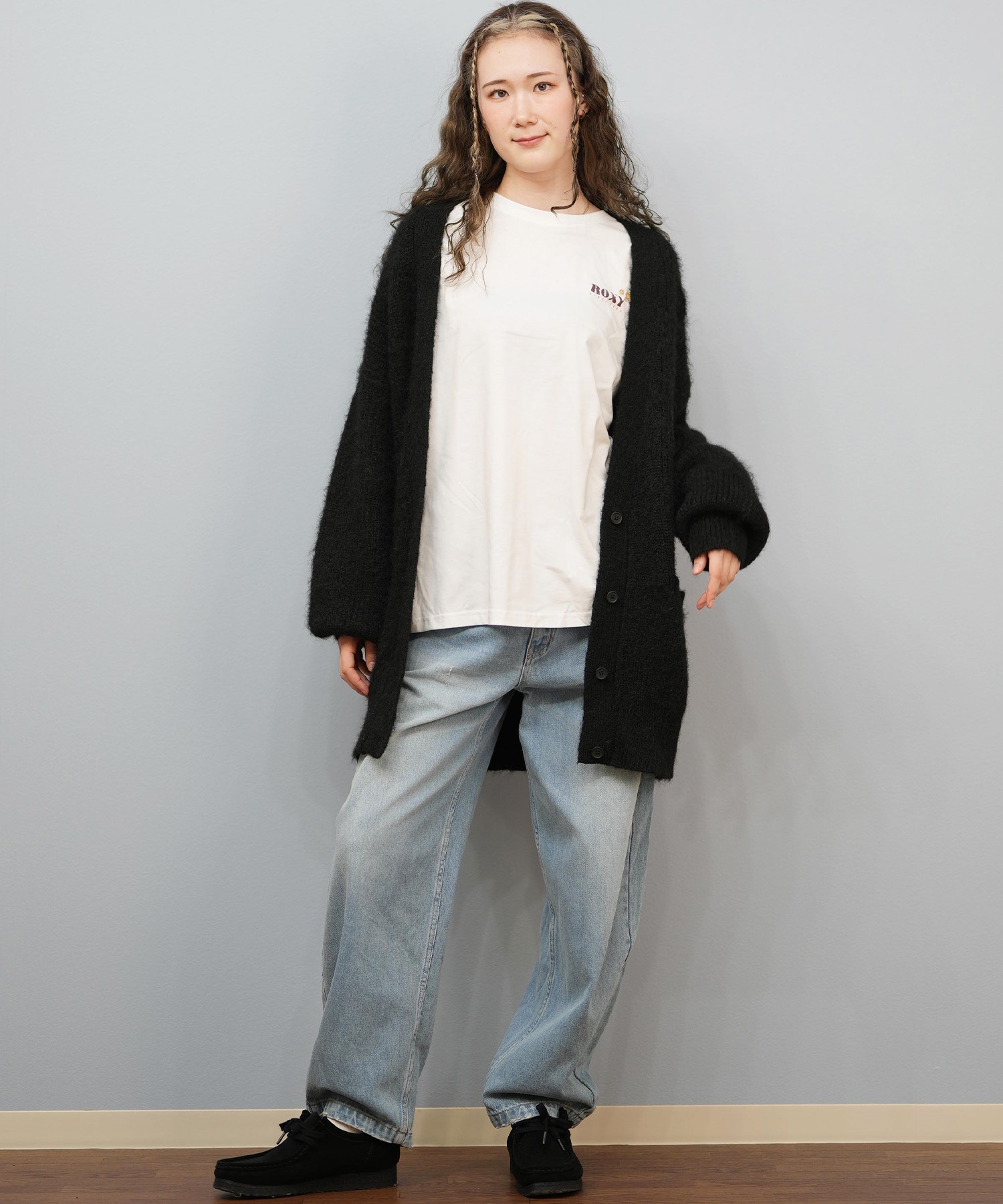 ROXY ロキシー ニット セーター カーディガン レディース ロング シンプル ロゴ MY HEART ウィメンズ カーディガン RSR254602T(BLK-M)