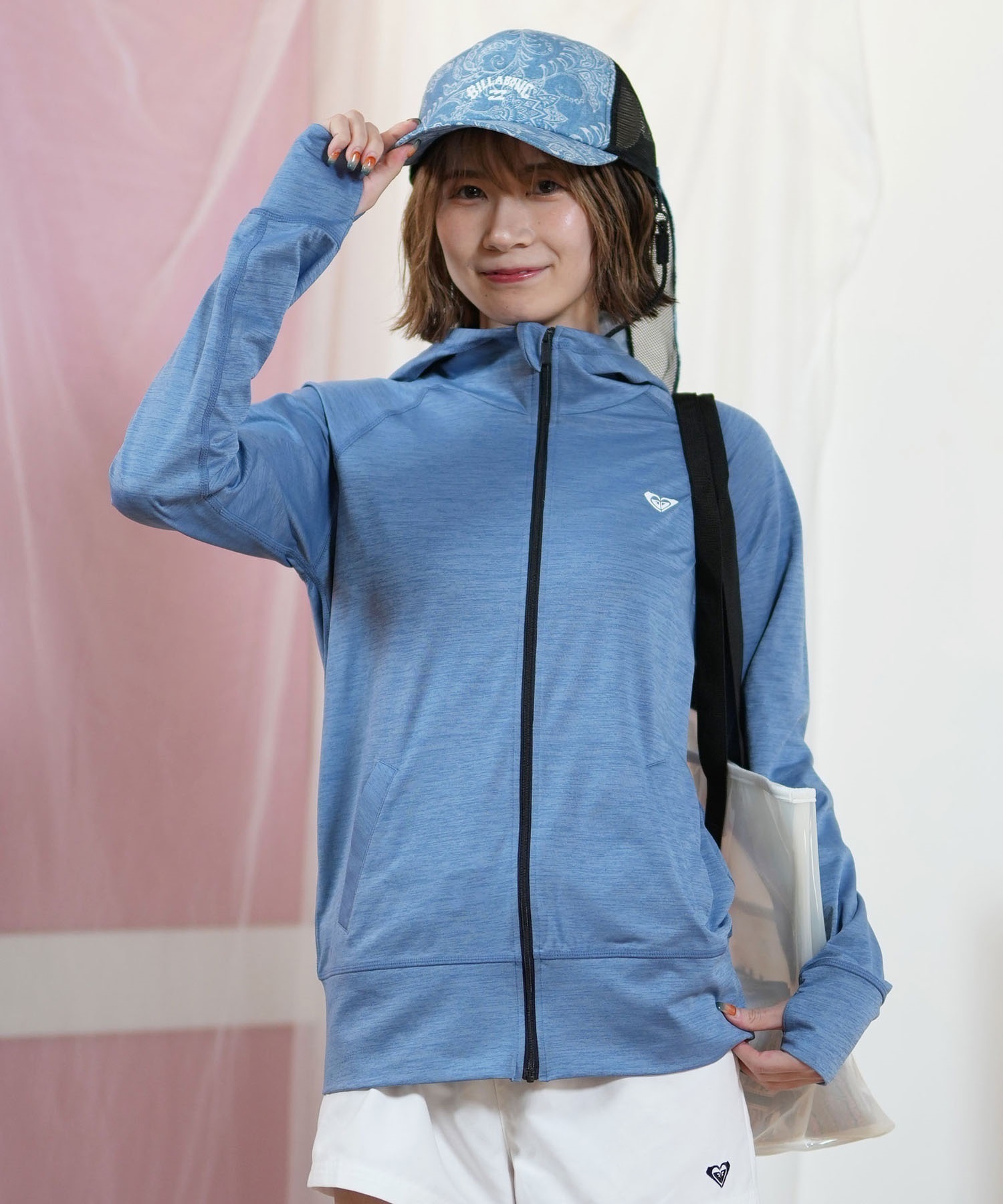 ROXY ロキシー ラッシュガード 水着 レディース パーカー ジップアップ 長袖 水陸両用 UVカット HISTORICAL LOGO HOODIE RLY251032(BGR-M)