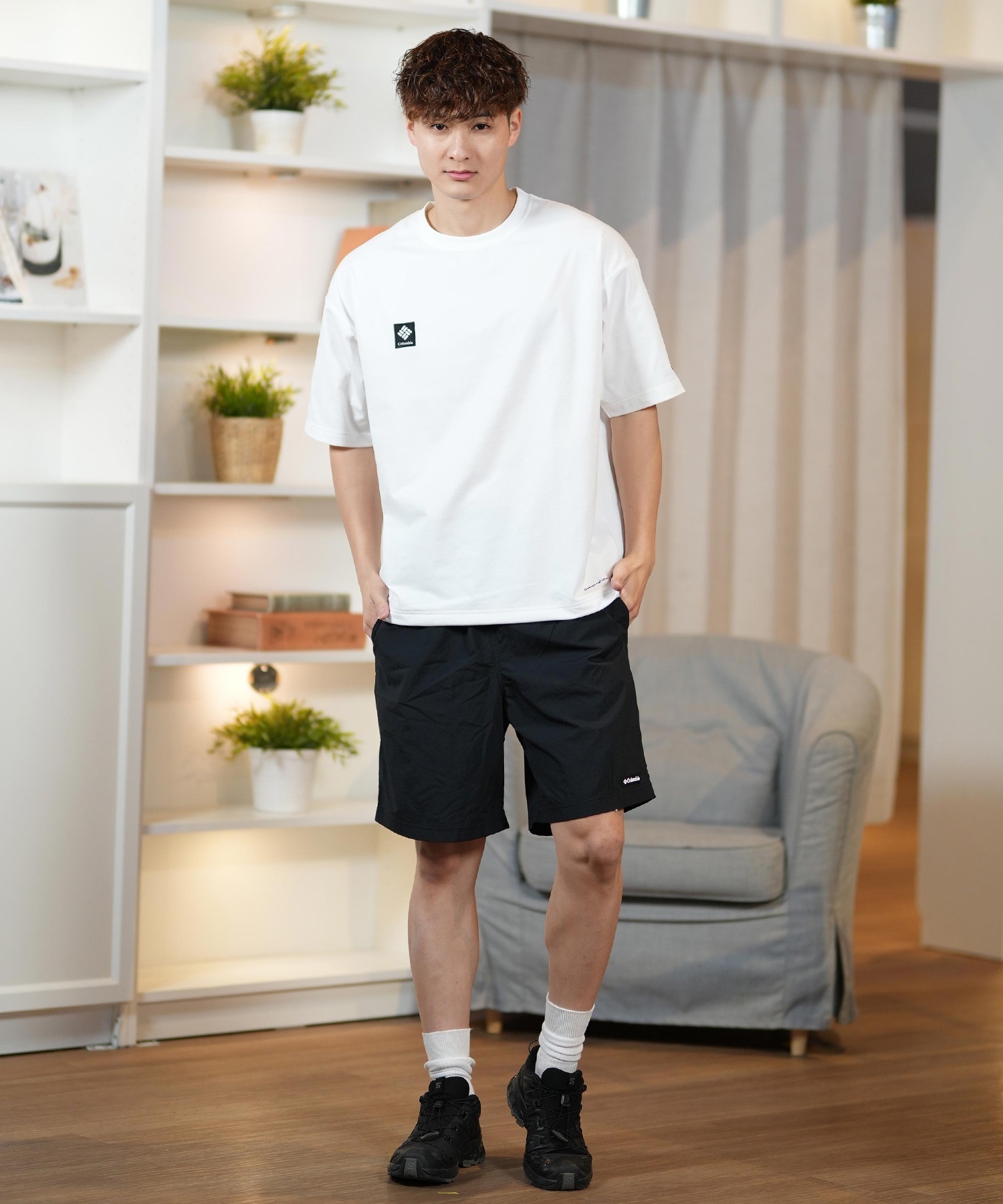 columbia コロンビア 半袖 Tシャツ メンズ 水陸両用 ユーティリティ UVケア PM0684 ムラサキスポーツ限定(100-S)