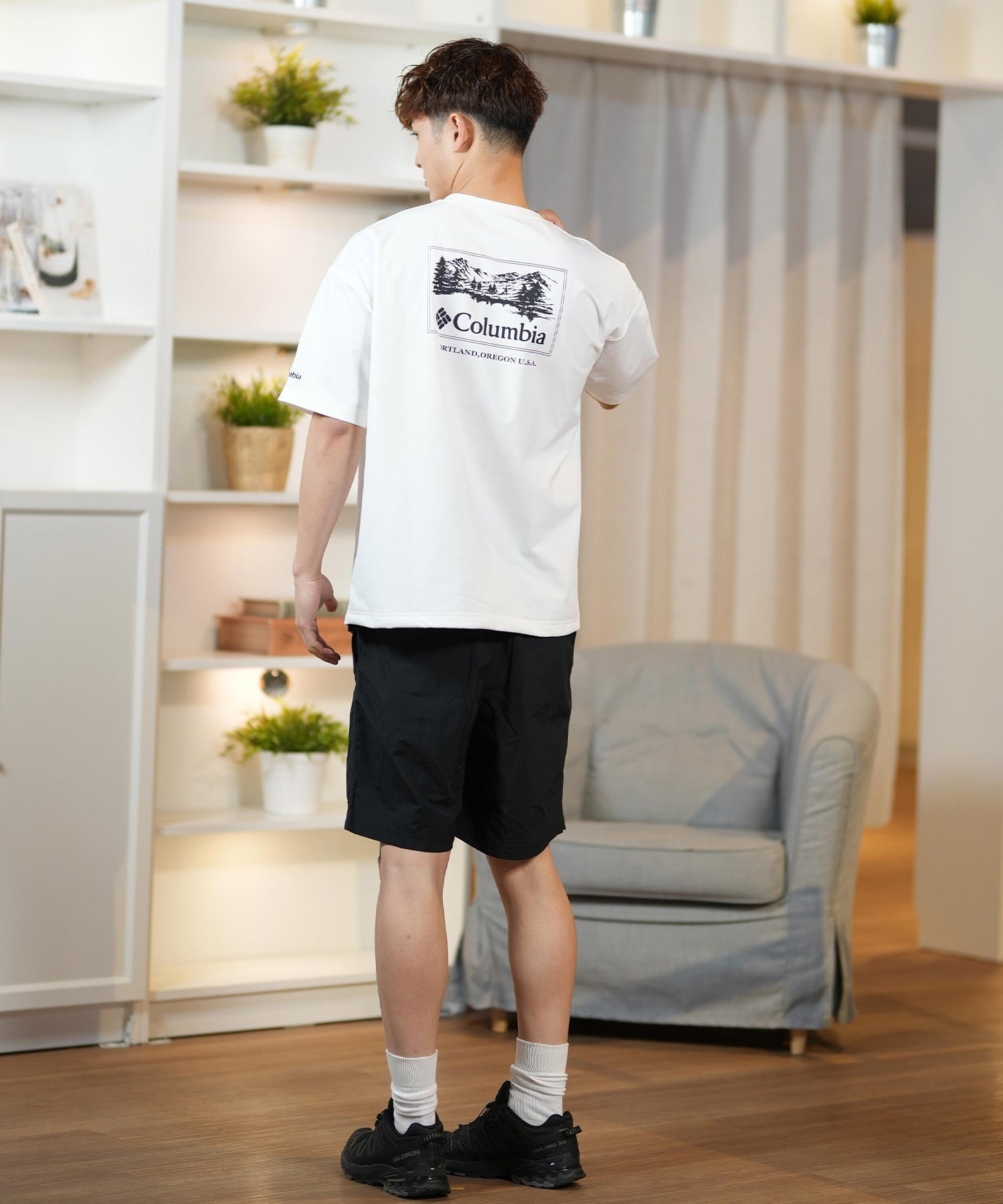 columbia コロンビア 半袖 Tシャツ メンズ 水陸両用 ユーティリティ UVケア PM0684 ムラサキスポーツ限定(100-S)