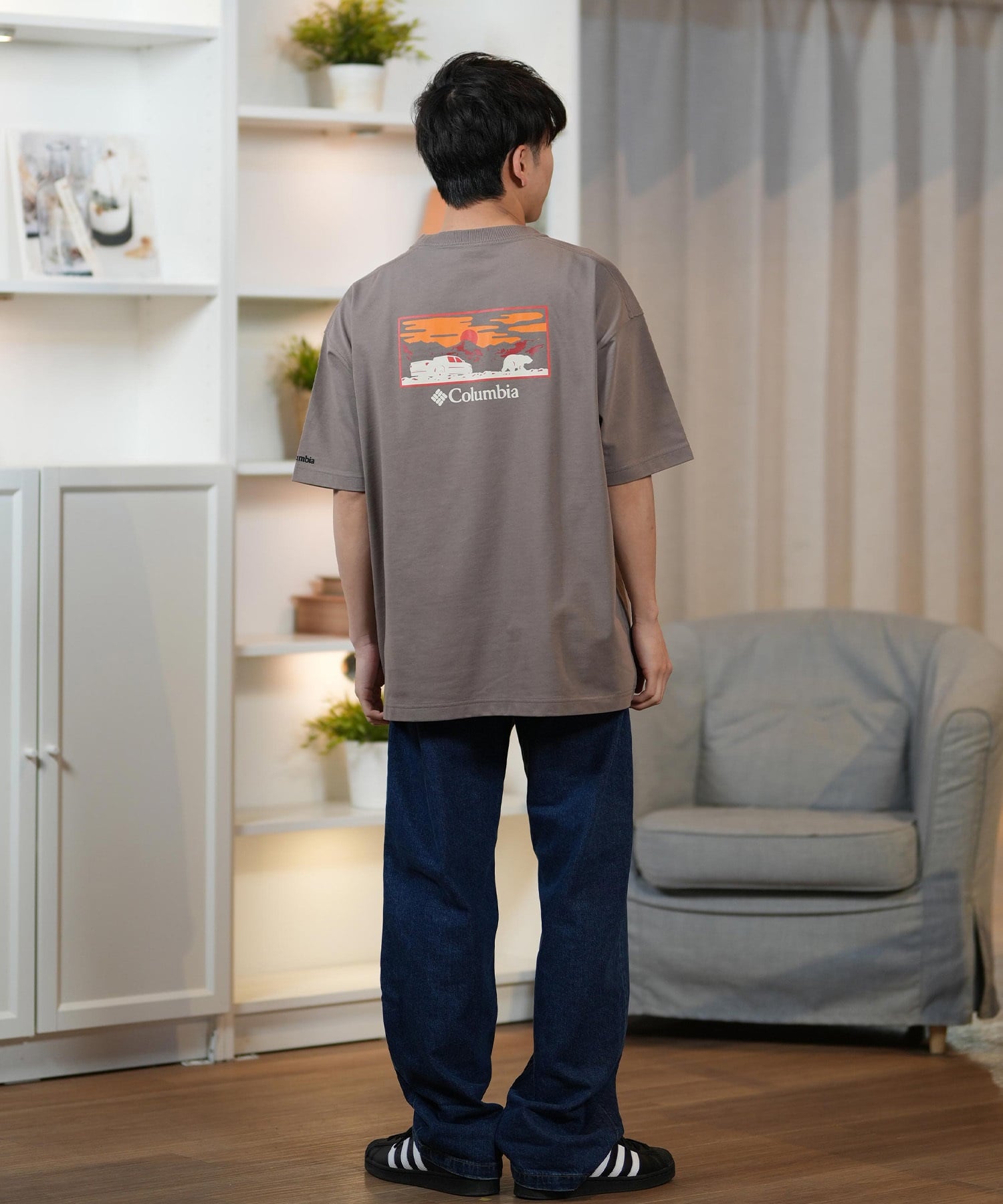 Columbia コロンビア 半袖 Tシャツ メンズ オーバーサイズTシャツ UVケア バックプリント PM4502 ムラサキスポーツ限定(100-S)