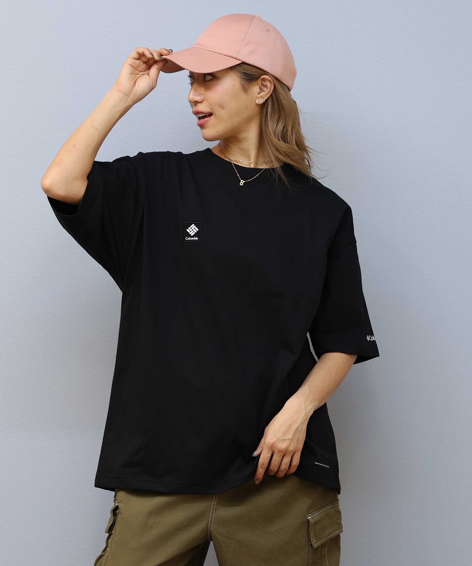 Columbia コロンビア 半袖 Tシャツ レディース バックプリント ロゴ オーバーサイズ UVカット PM4502-LADY ムラサキスポーツ限定(102-S)