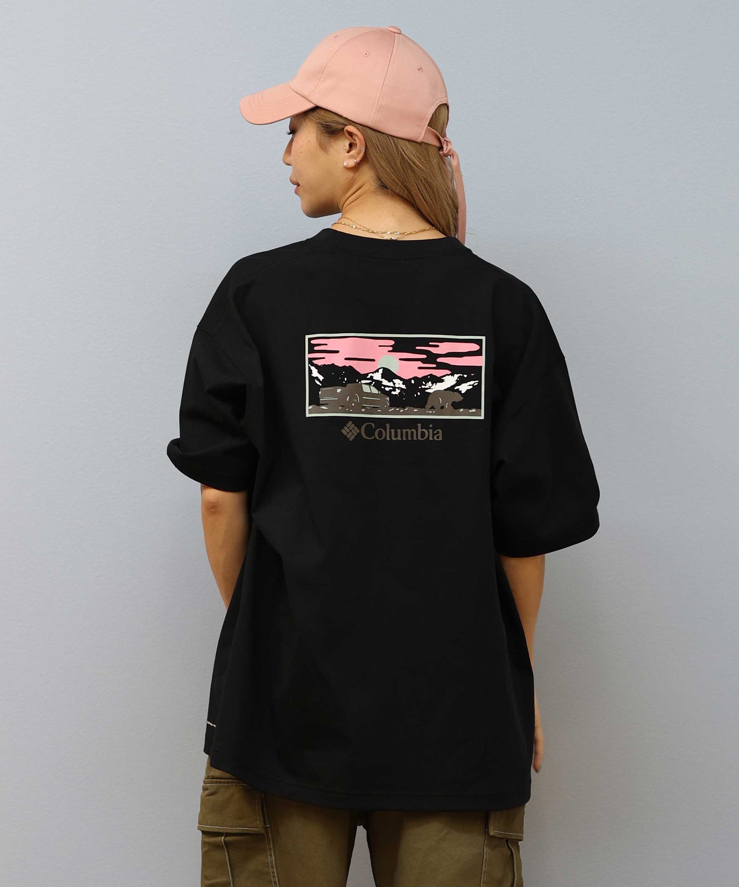 Columbia コロンビア 半袖 Tシャツ レディース バックプリント ロゴ オーバーサイズ UVカット PM4502-LADY ムラサキスポーツ限定(102-S)