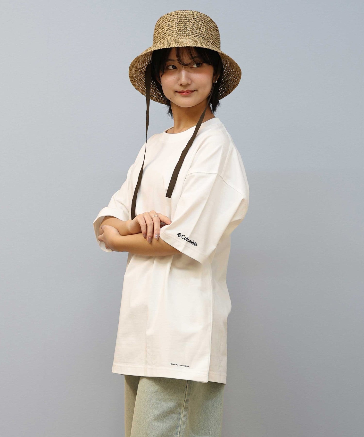 Columbia コロンビア 半袖 Tシャツ レディース バックプリント ロゴ オーバーサイズ UVカット PM4502-LADY ムラサキスポーツ限定(102-S)