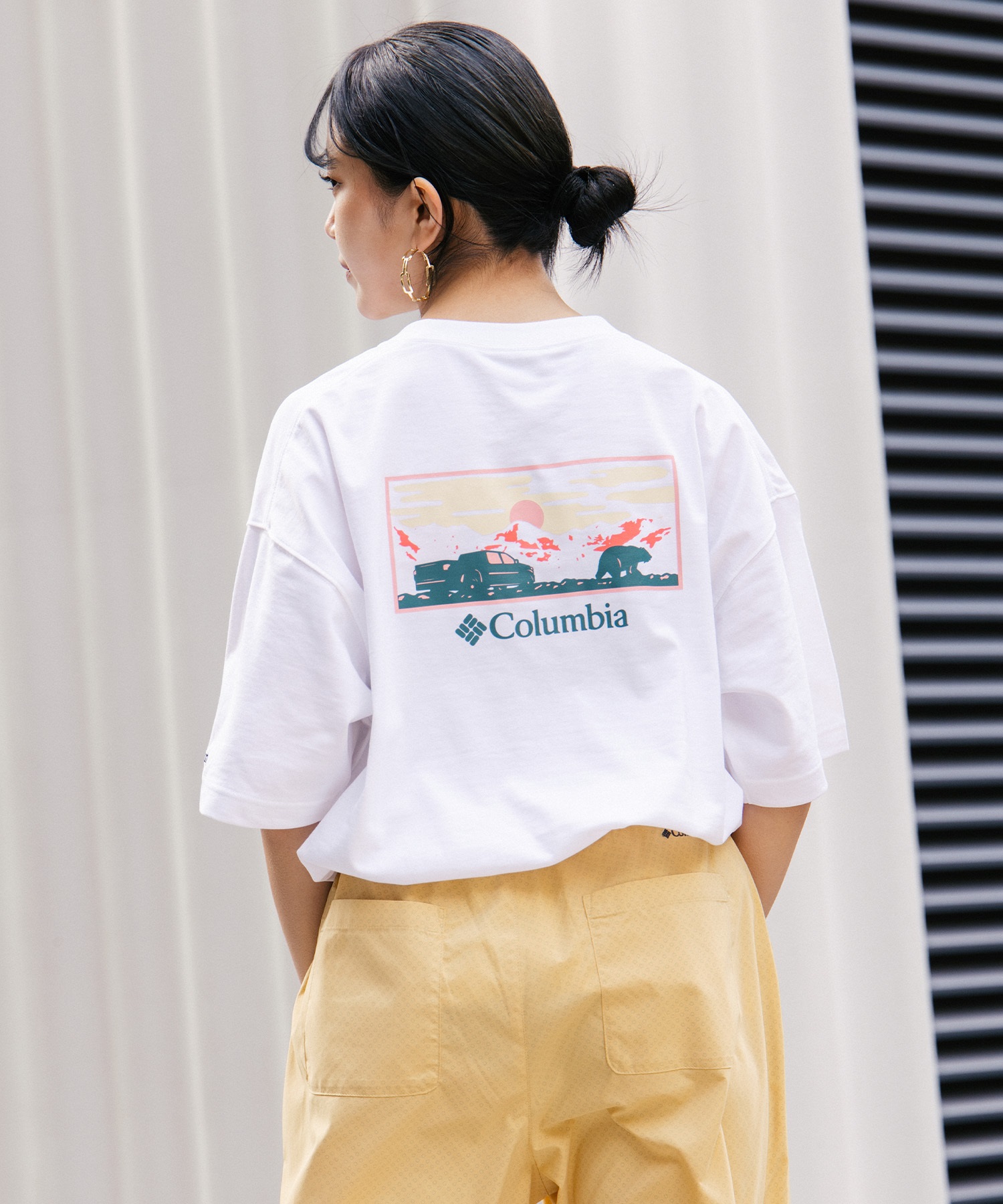 Columbia コロンビア 半袖 Tシャツ レディース バックプリント ロゴ オーバーサイズ UVカット PM4502-LADY ムラサキスポーツ限定(102-S)