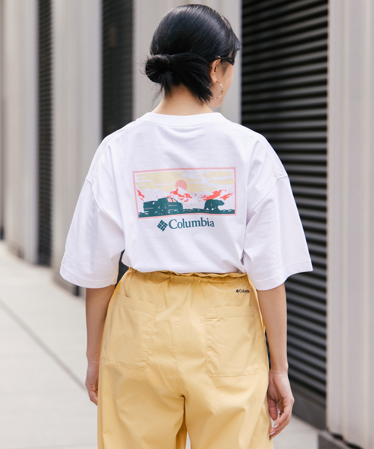 Columbia コロンビア 半袖 Tシャツ レディース バックプリント ロゴ オーバーサイズ UVカット PM4502-LADY ムラサキスポーツ限定(102-S)