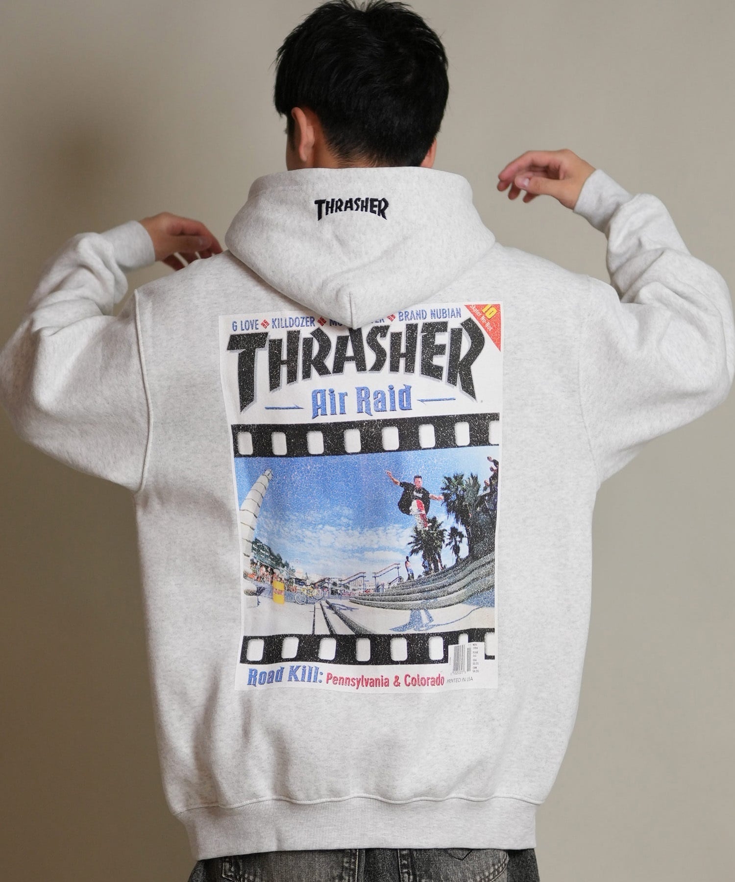 THRASHER スラッシャー プルオーバー パーカー メンズ スウェット フーディー バックプリント 裏起毛 254TH1PK066(WHT-M)