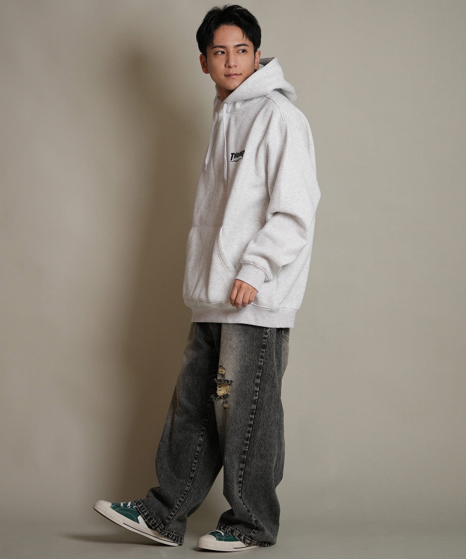 THRASHER スラッシャー プルオーバー パーカー メンズ スウェット フーディー バックプリント 裏起毛 254TH1PK066(WHT-M)