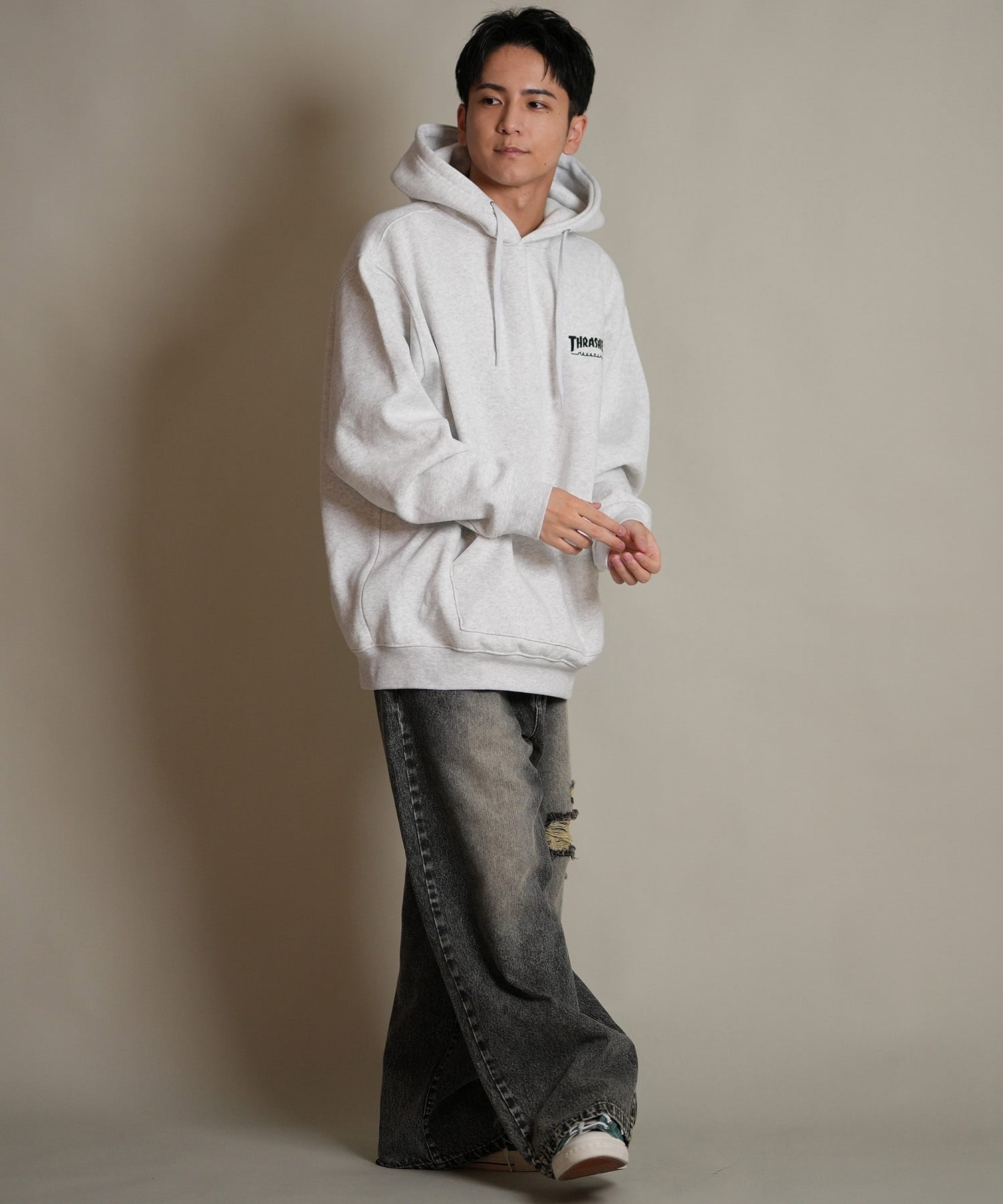 THRASHER スラッシャー プルオーバー パーカー メンズ スウェット フーディー バックプリント 裏起毛 254TH1PK066(WHT-M)