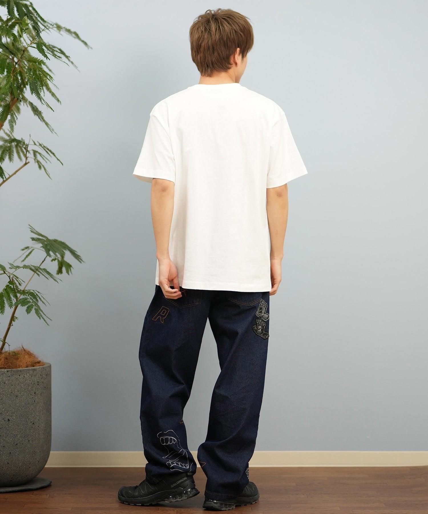 THRASHER スラッシャー 半袖 Tシャツ メンズ フロント刺繍 オーバーサイズ 252TH1ST040 ムラサキスポーツ限定(WHT-S)