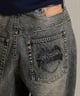 THRASHER スラッシャー ロングパンツ メンズ デニム パンツ Gパン 古着風 ウォッシュ加工 ダメージ加工 ヴィンテージ加工 254TH1LP140(BLK-M)