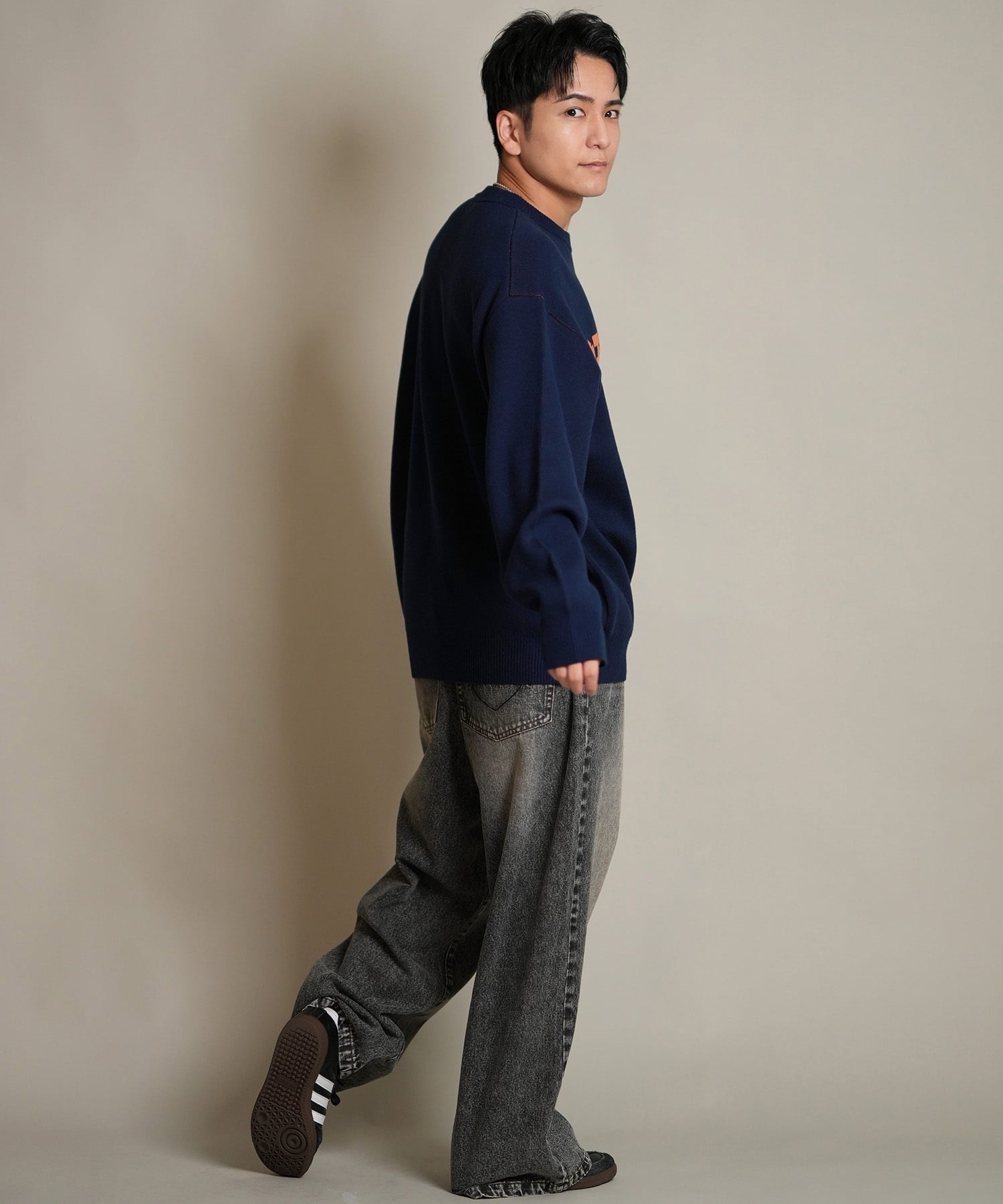 THRASHER スラッシャー ロングパンツ メンズ デニム パンツ Gパン 古着風 ウォッシュ加工 ダメージ加工 ヴィンテージ加工 254TH1LP140(BLK-M)