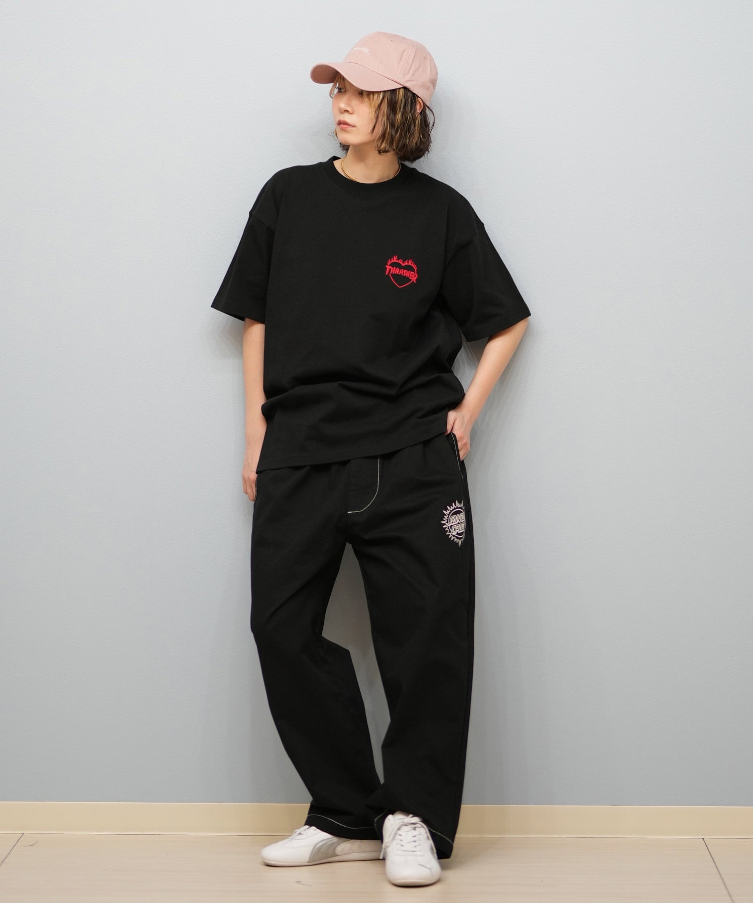 THRASHER スラッシャー 半袖 Tシャツ レディース バックプリント バーニングハート 252TH2ST030(WHT-1-M)