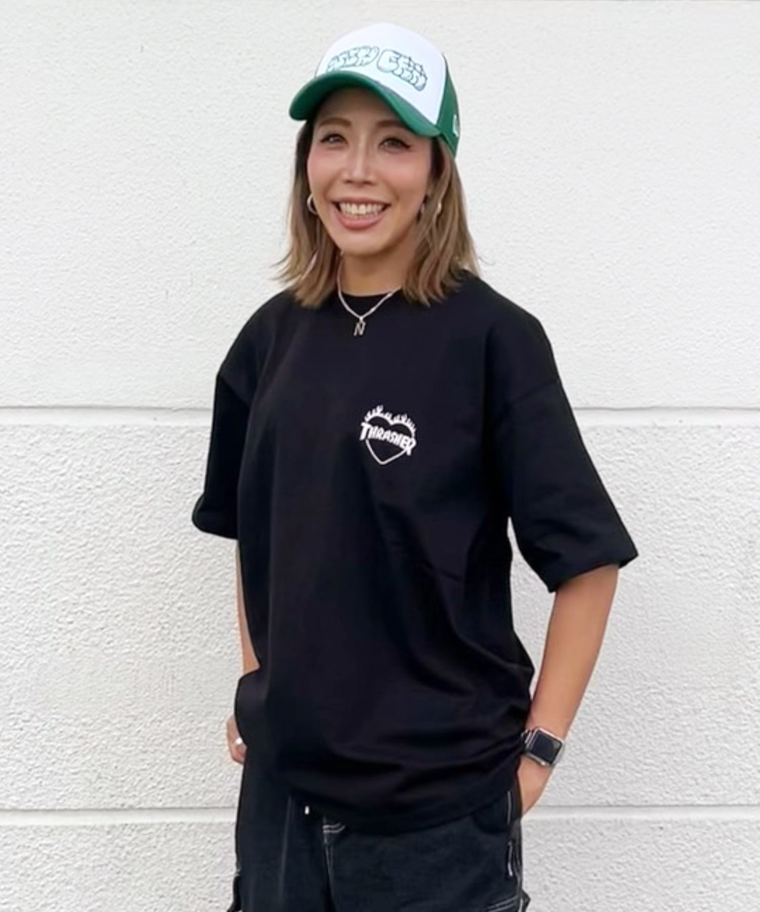 THRASHER スラッシャー 半袖 Tシャツ レディース バーニングハートTシャツ 252TH2ST033(WHT-M)