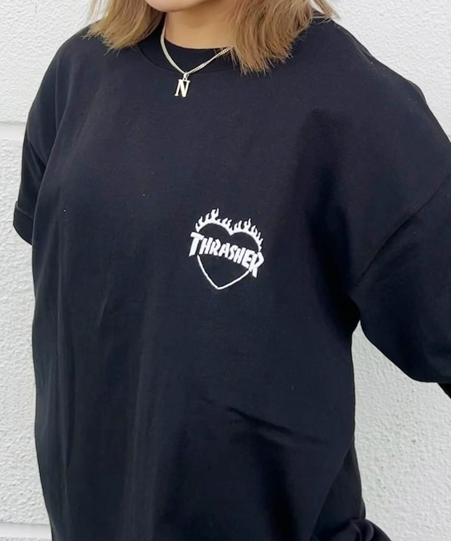 THRASHER スラッシャー 半袖 Tシャツ レディース バーニングハートTシャツ 252TH2ST033(WHT-M)