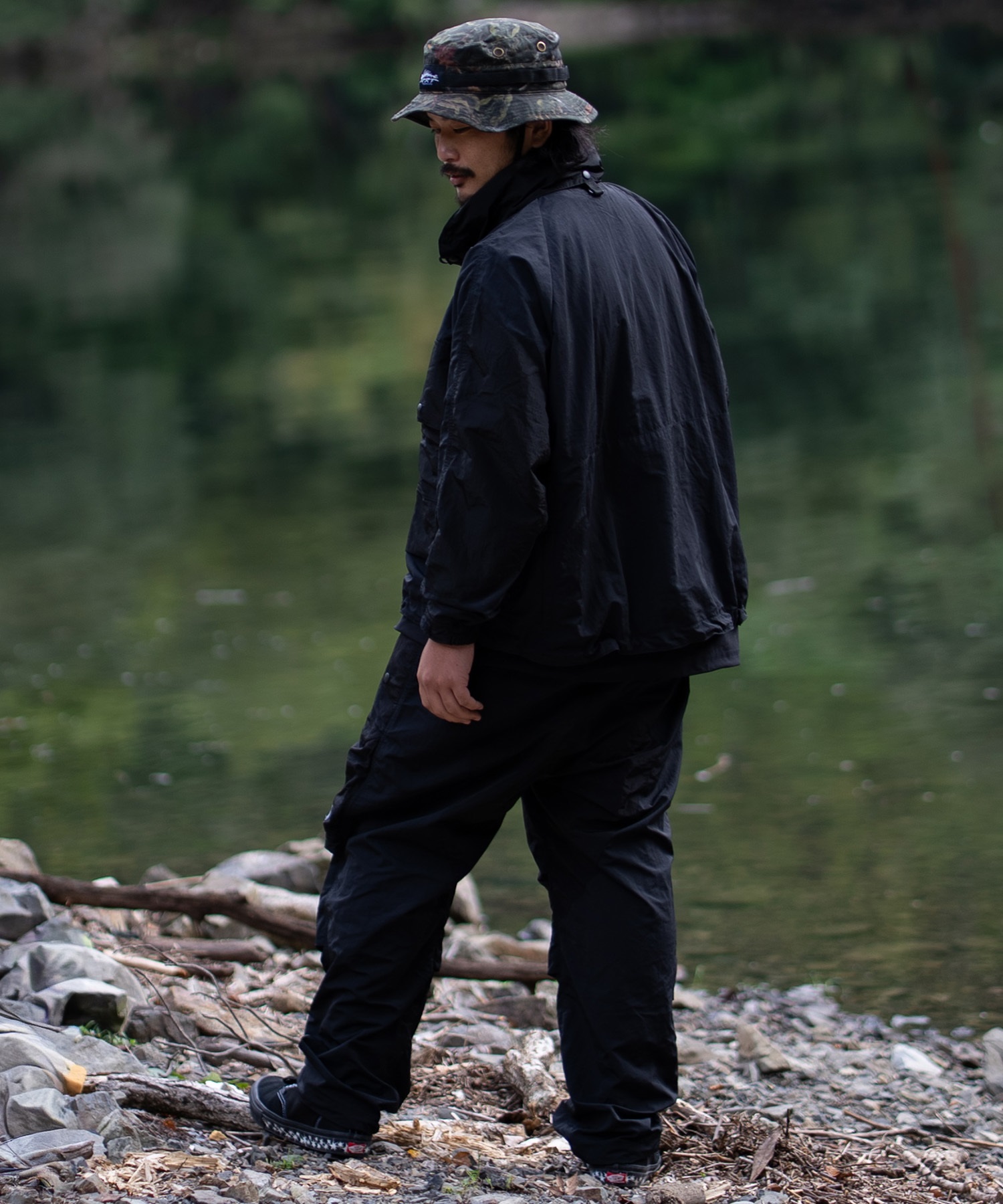 DEAR LAUREL ディアローレル アウター メンズ フィッシング 撥水 テクニカル キャスティング ジャケット セットアップ対応 D25F-0108(BLK-M)