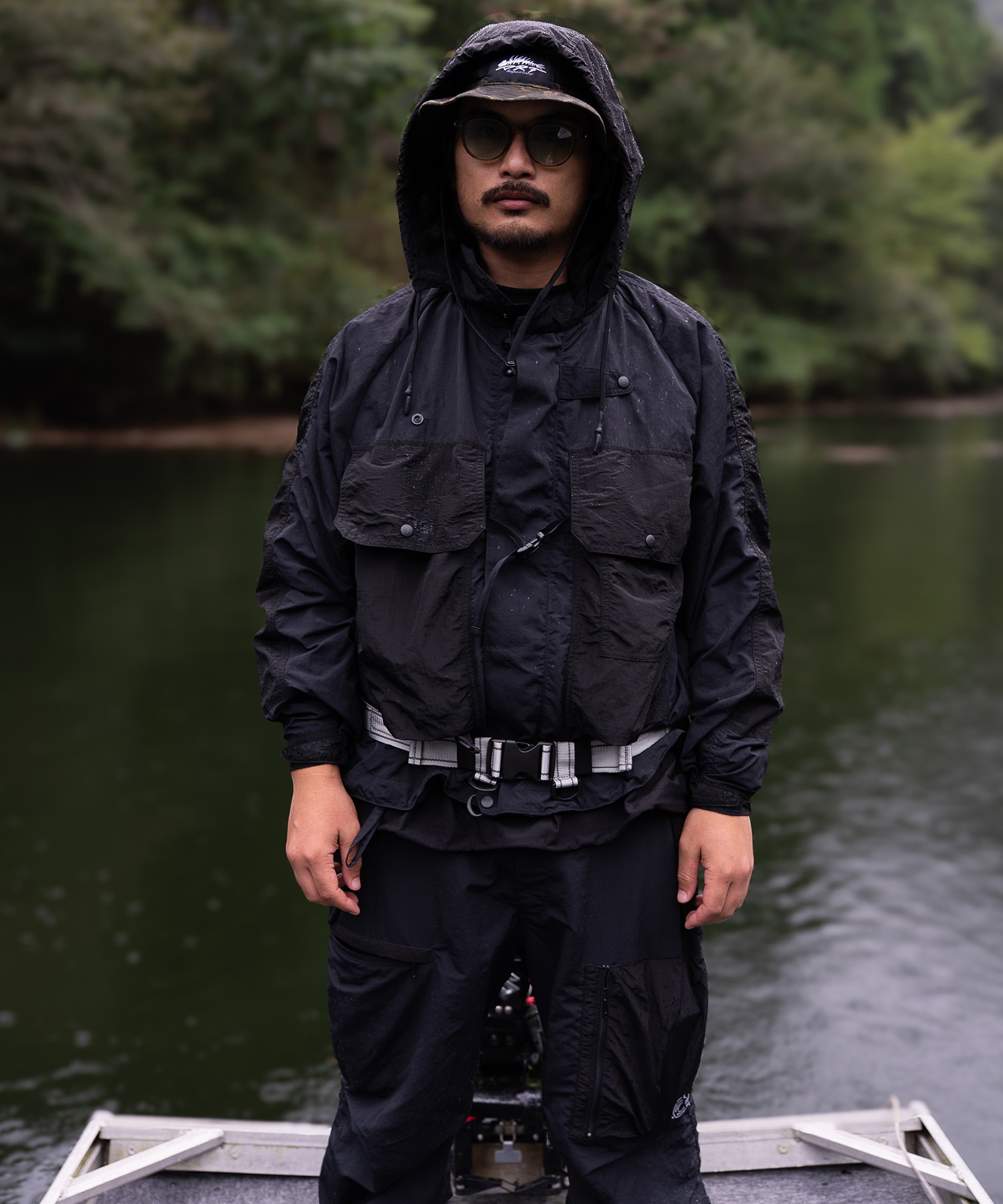 DEAR LAUREL ディアローレル アウター メンズ フィッシング 撥水 テクニカル キャスティング ジャケット セットアップ対応 D25F-0108(BLK-M)