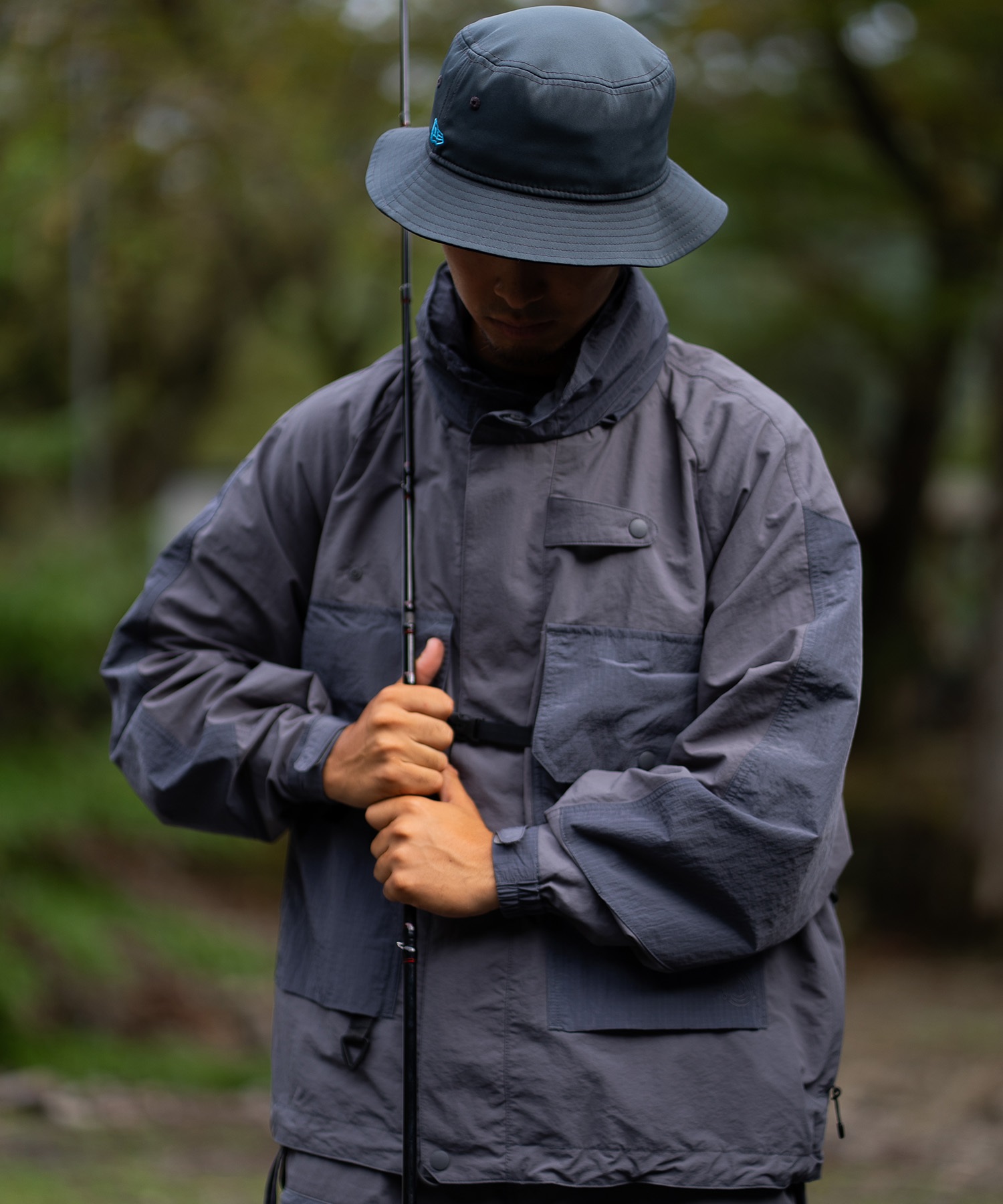 DEAR LAUREL ディアローレル アウター メンズ フィッシング 撥水 テクニカル キャスティング ジャケット セットアップ対応 D25F-0108(BLK-M)