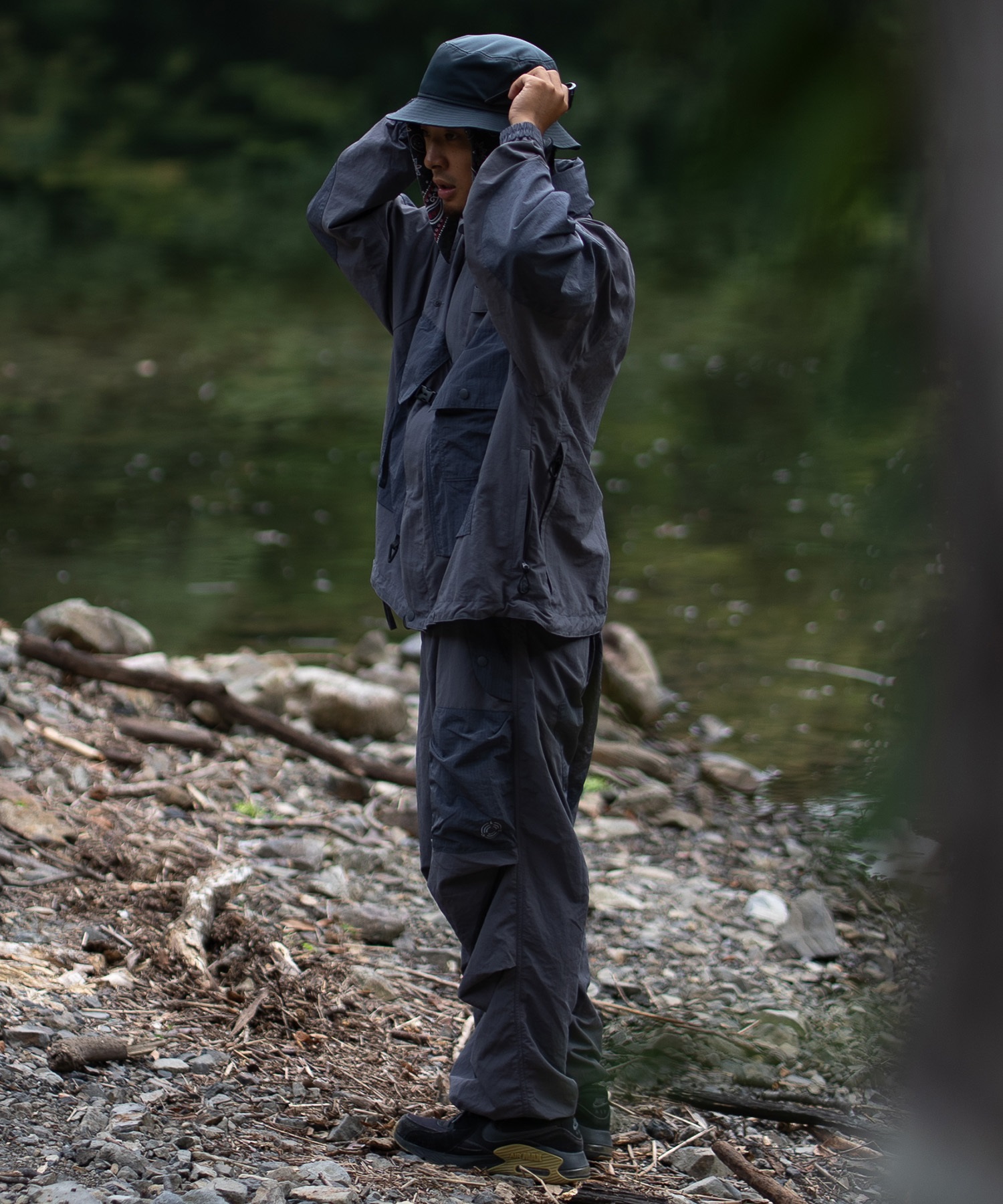 DEAR LAUREL ディアローレル アウター メンズ フィッシング 撥水 テクニカル キャスティング ジャケット セットアップ対応 D25F-0108(BLK-M)