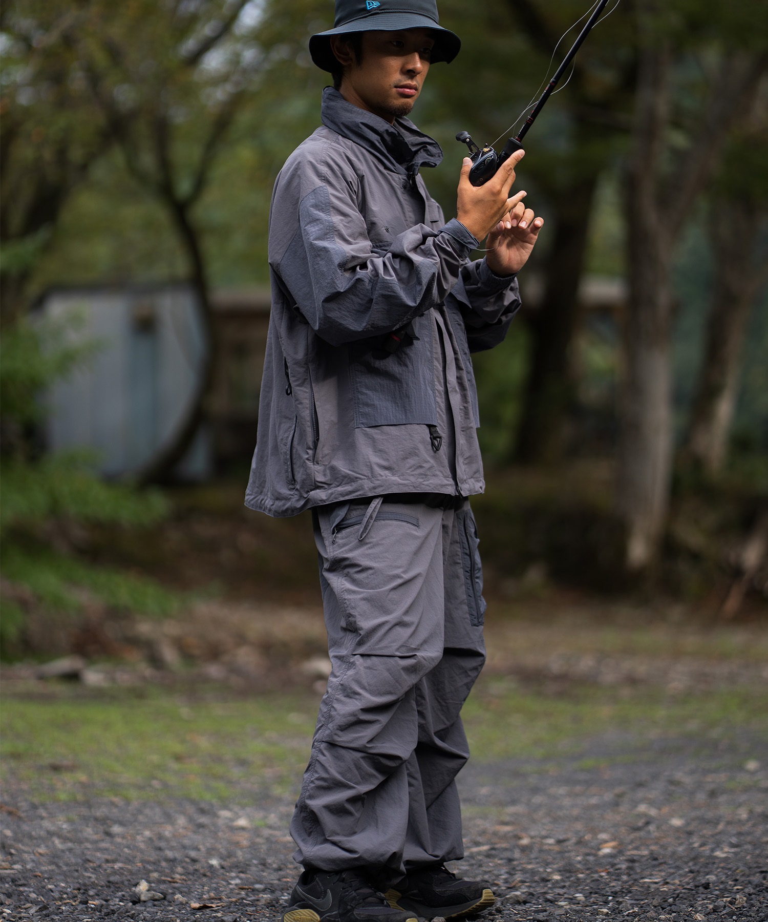 DEAR LAUREL ディアローレル アウター メンズ フィッシング 撥水 テクニカル キャスティング ジャケット セットアップ対応 D25F-0108(BLK-M)