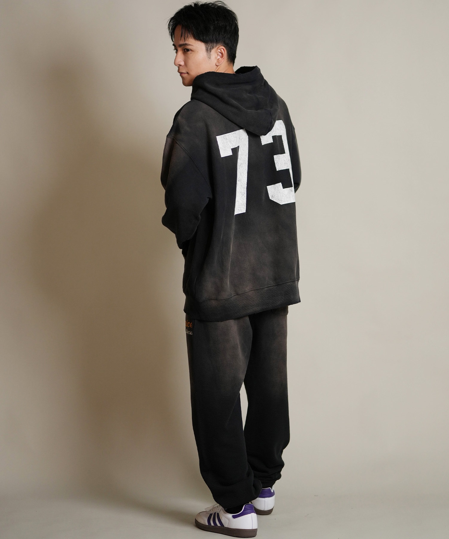 DEAR LAUREL ディアローレル プルオーバー パーカー メンズ 古着風 ヴィンテージ加工 D25F-1202 ムラサキスポーツ限定(BLK-M)