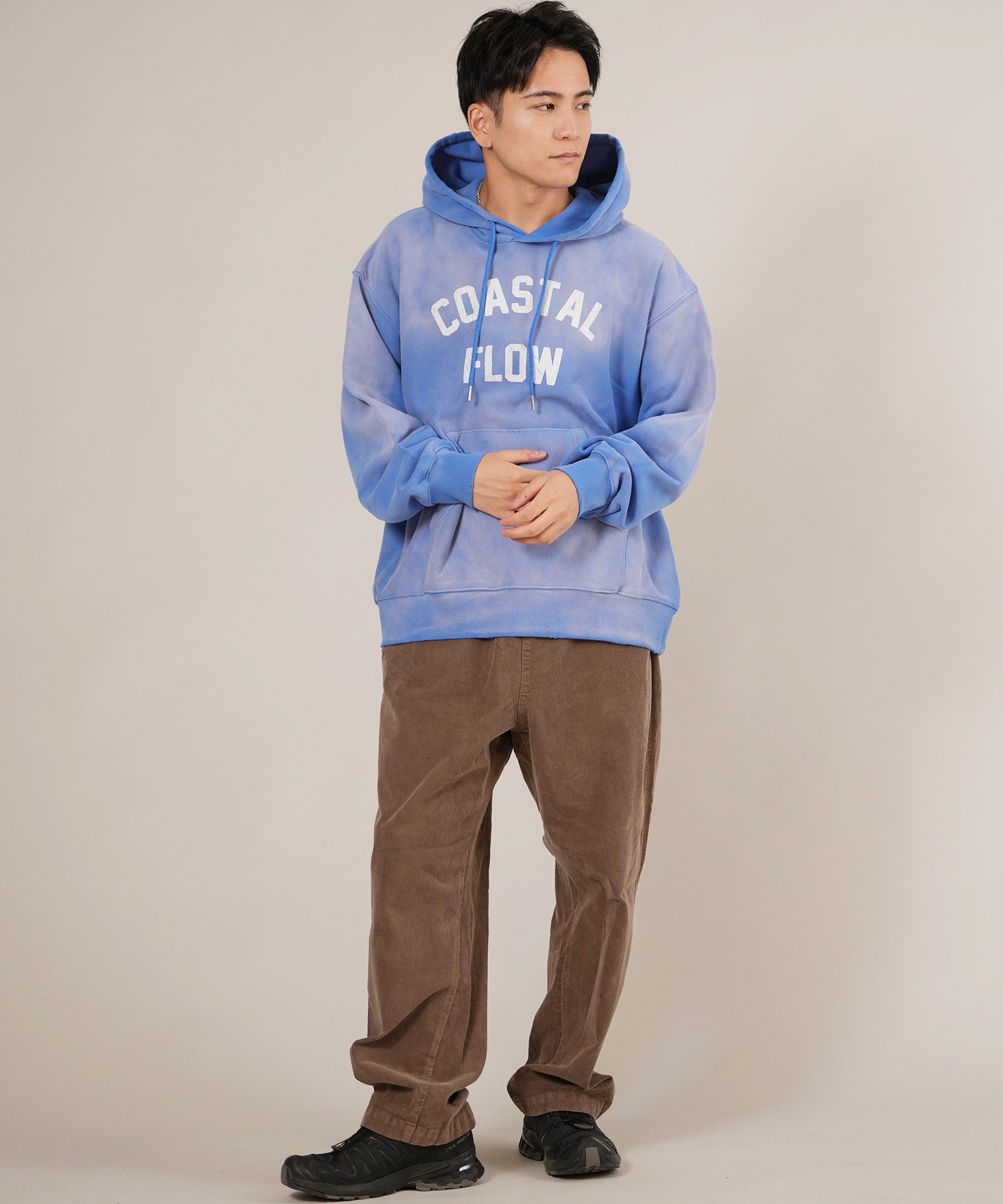 DEAR LAUREL ディアローレル プルオーバー パーカー メンズ 古着風 ヴィンテージ加工 D25F-1202 ムラサキスポーツ限定(BLK-M)